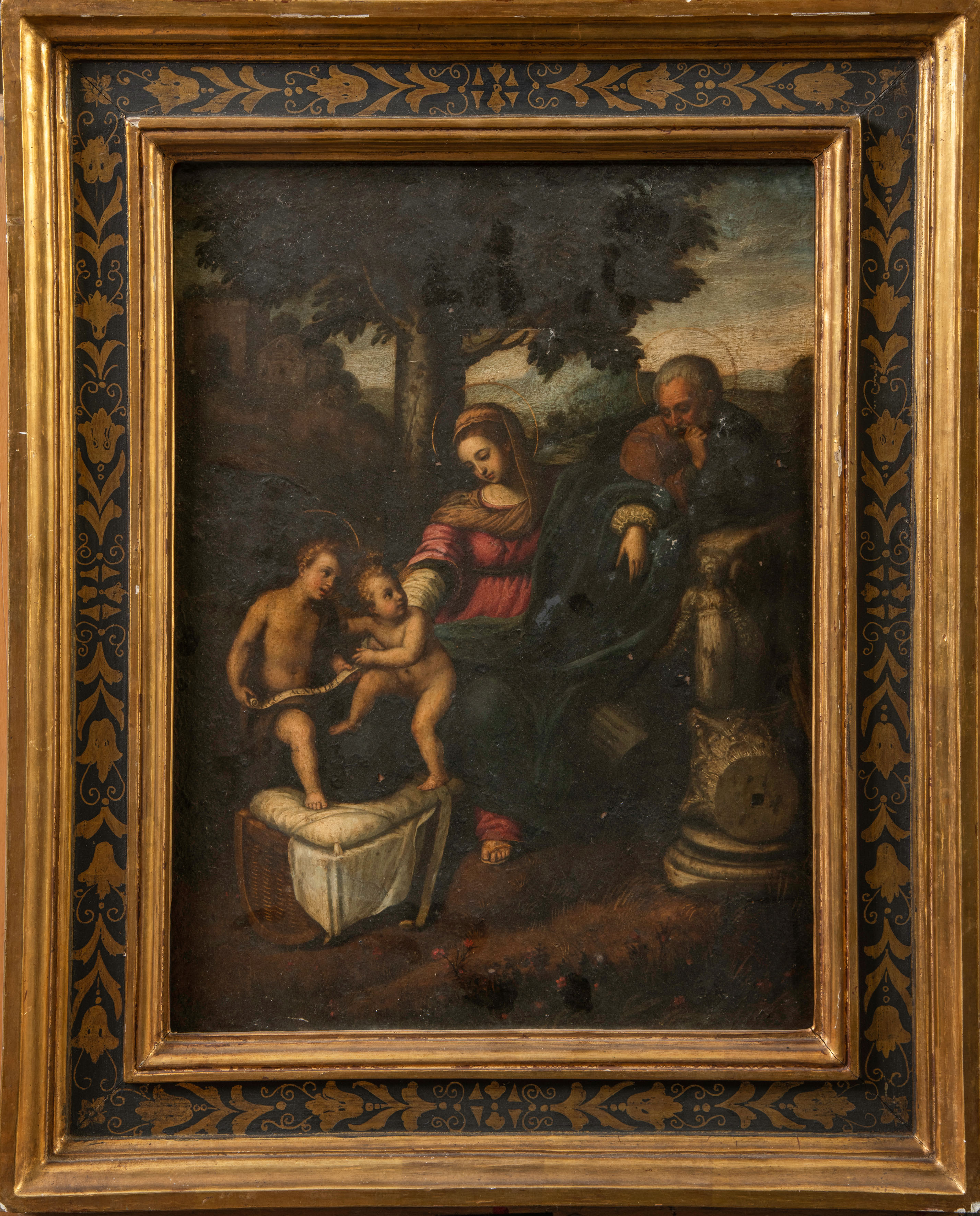 SEGÚN RAFAEL SANZIO
"Sagrada Familia del Roble"
Óleo sobre cobre.
Medidas: 37 x 28 cm.