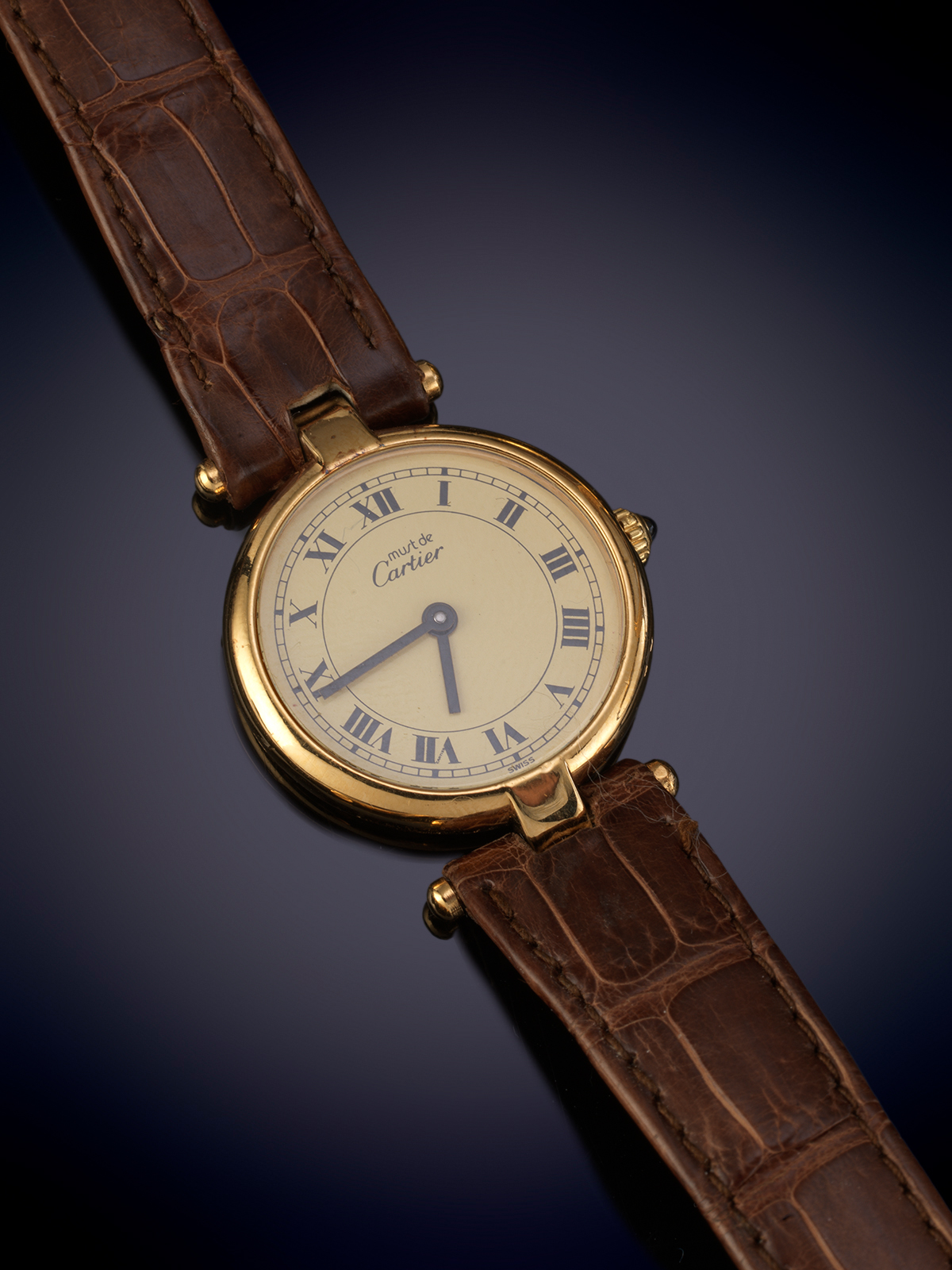 MUST DE CARTIER RELOJ DE PULSERA PARA SEÑORA CAJA EN PLAQUE DE ORO FIRMADA Y NUMERADA. MOVIMIENTO...