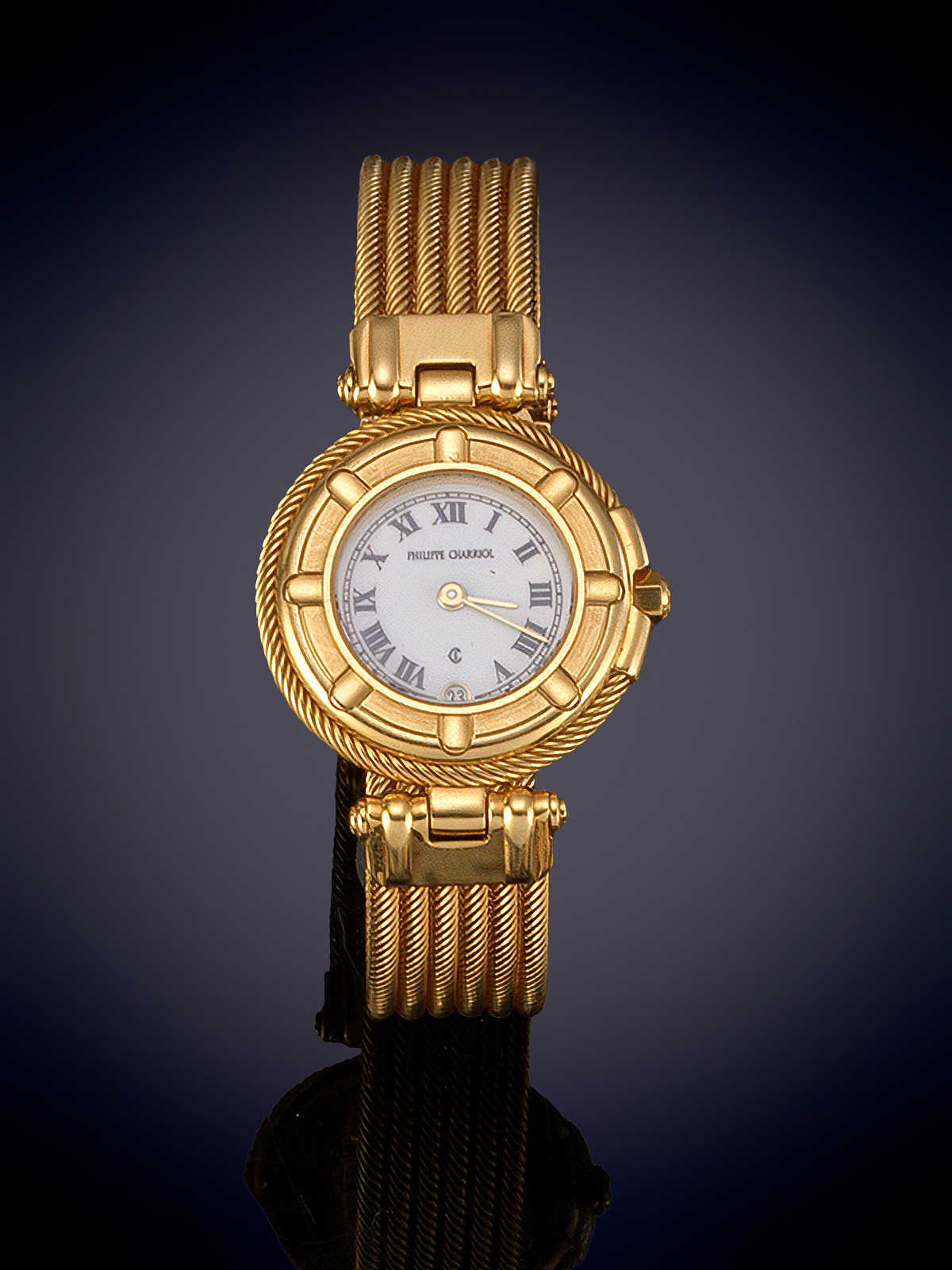 PHILIPPE CHARRIOL RELOJ DE PULSERA PARA SEÑORA. CAJA Y BRAZALETE EN ORO AMARILLO DE 18 K. Elegante...