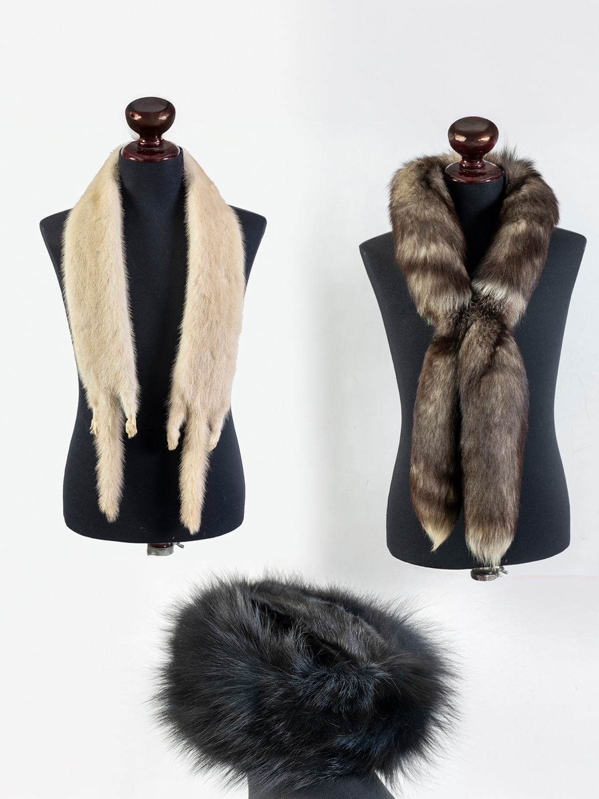 LOTE DE DOS ESTOLAS DE VISON Y ZORRO, Y GORRO DE VISON