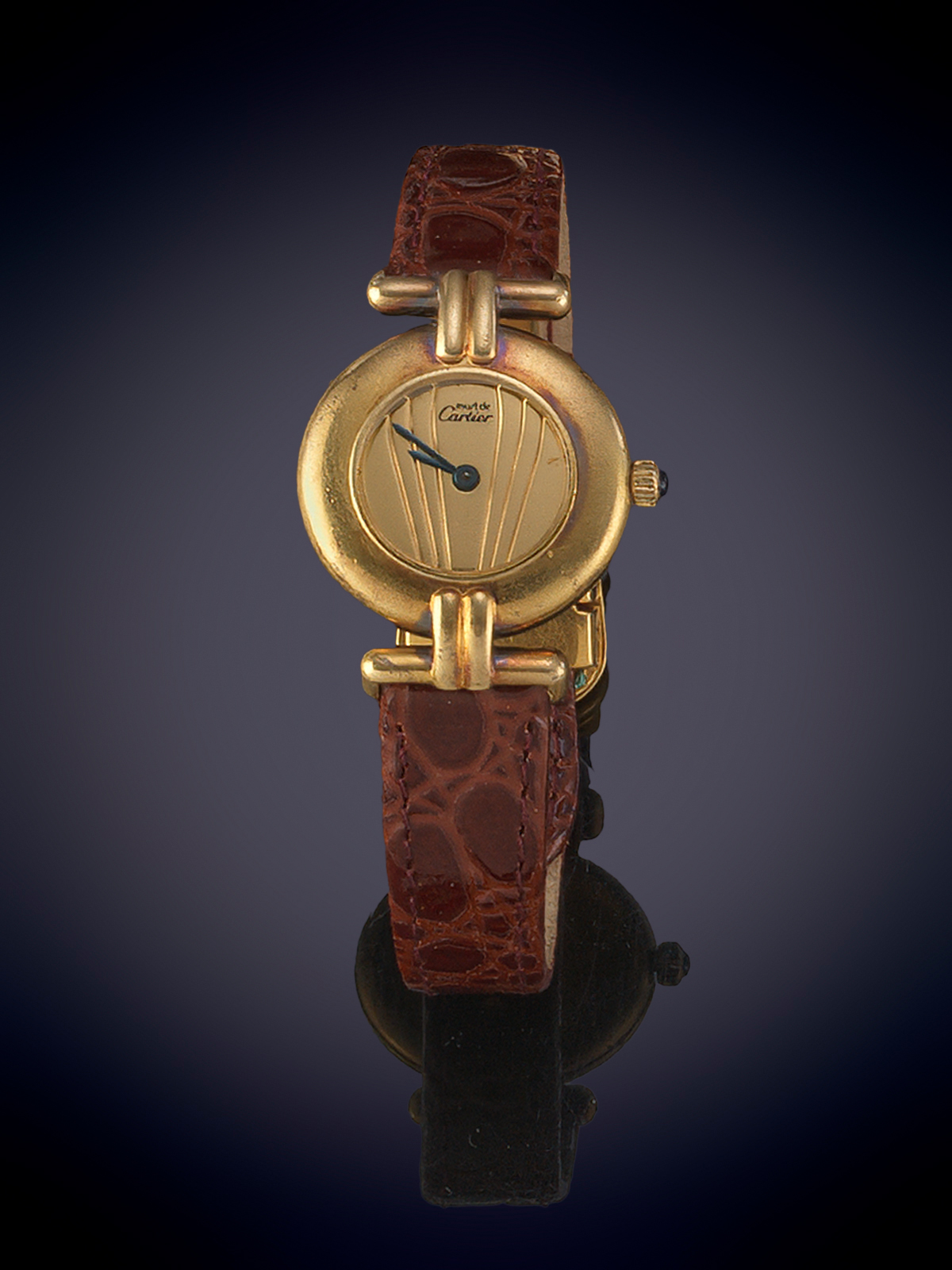 MUST DE CARTIER COLISEE PARÍS. RELOJ  DE PULSERA PARA SEÑORA EN PLATA DORADA. ESFERA DORADA....