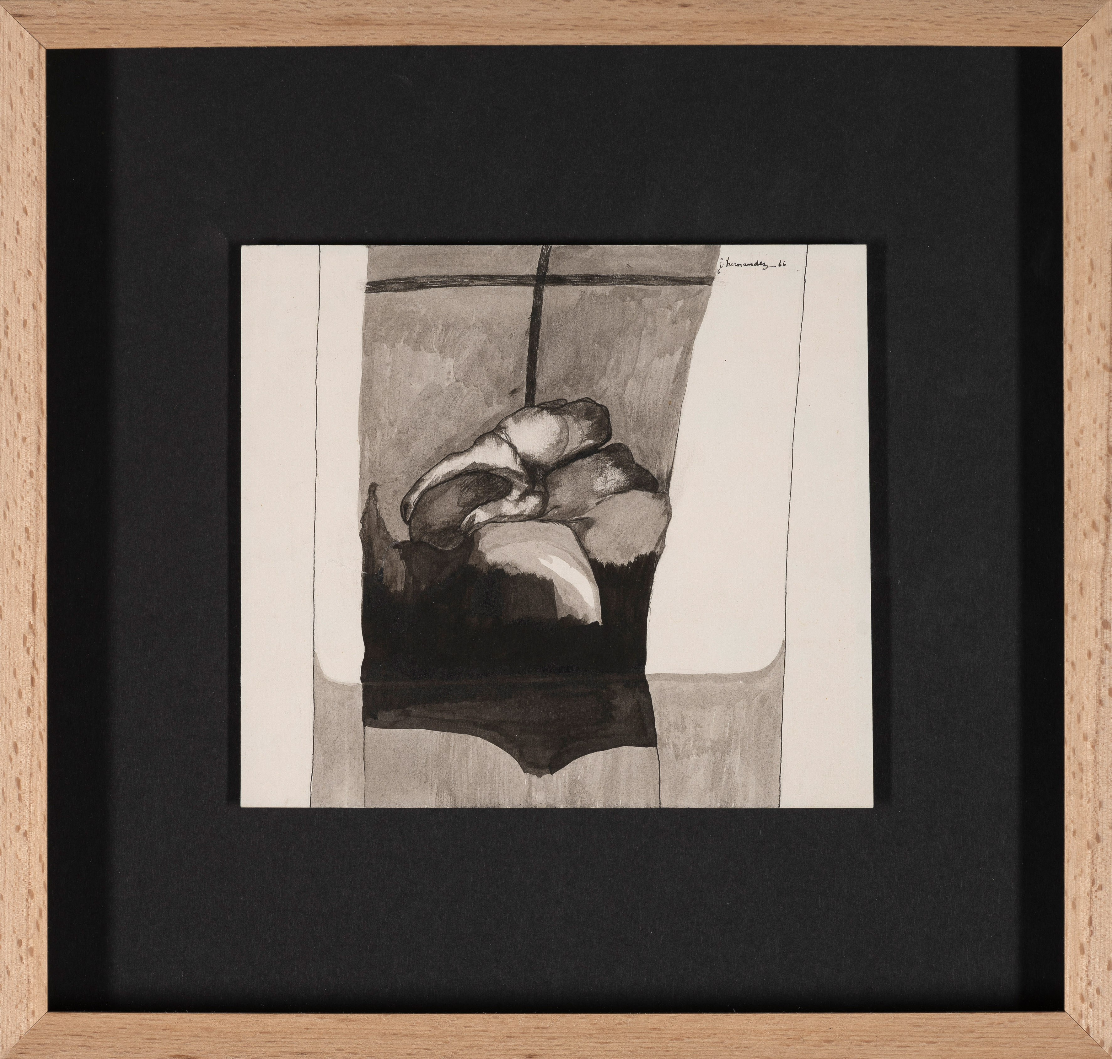 JOSÉ HERNÁNDEZ (Tánger 1944-Málaga 2013)
"Sin título". 1966
Tinta aguada sobre papel
Firmado y...