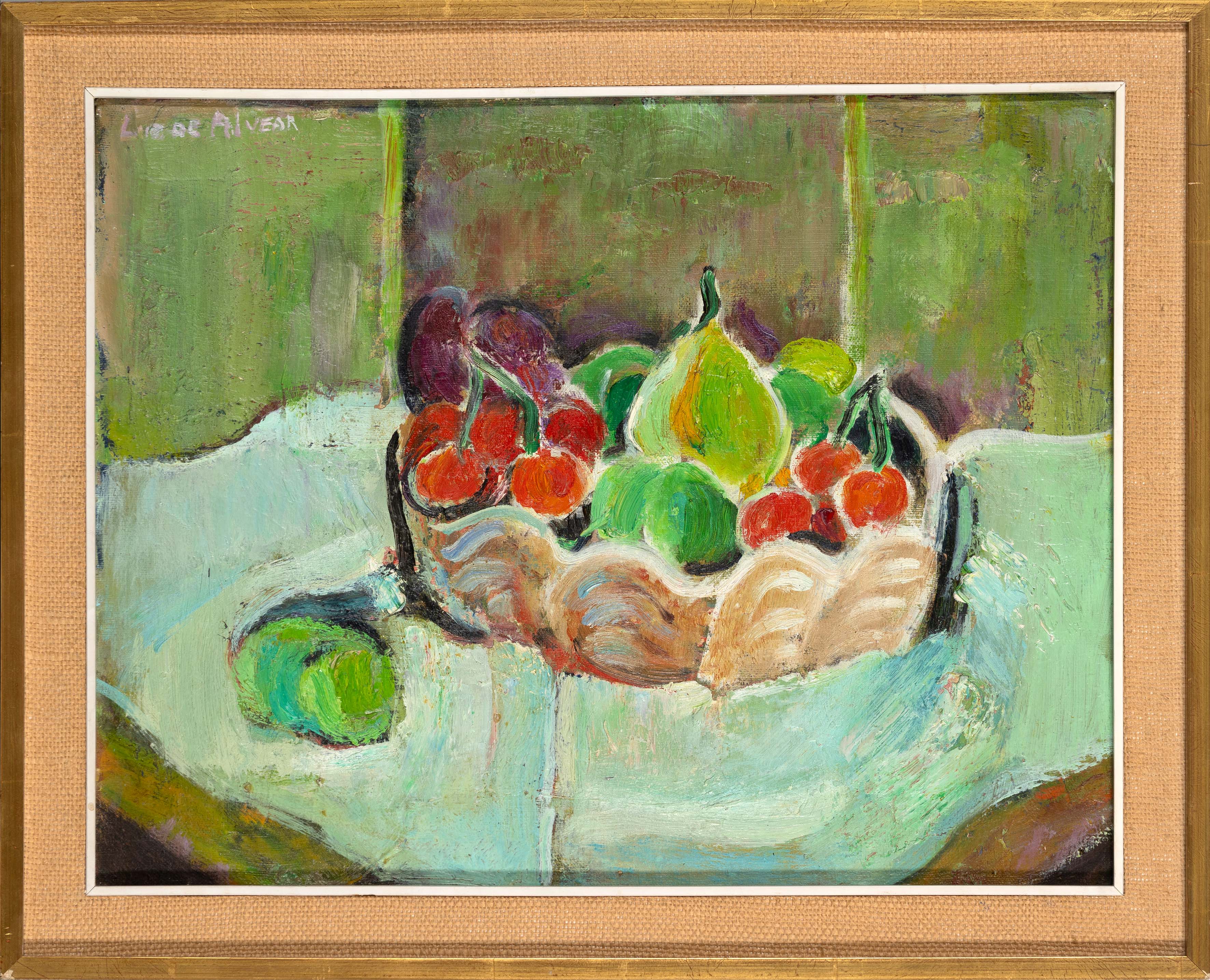 LUZ DE ALVEAR (Castillo Siete Villas 1926-Madrid 2001)
"Cesta de frutas 1985"
Óleo sobre...