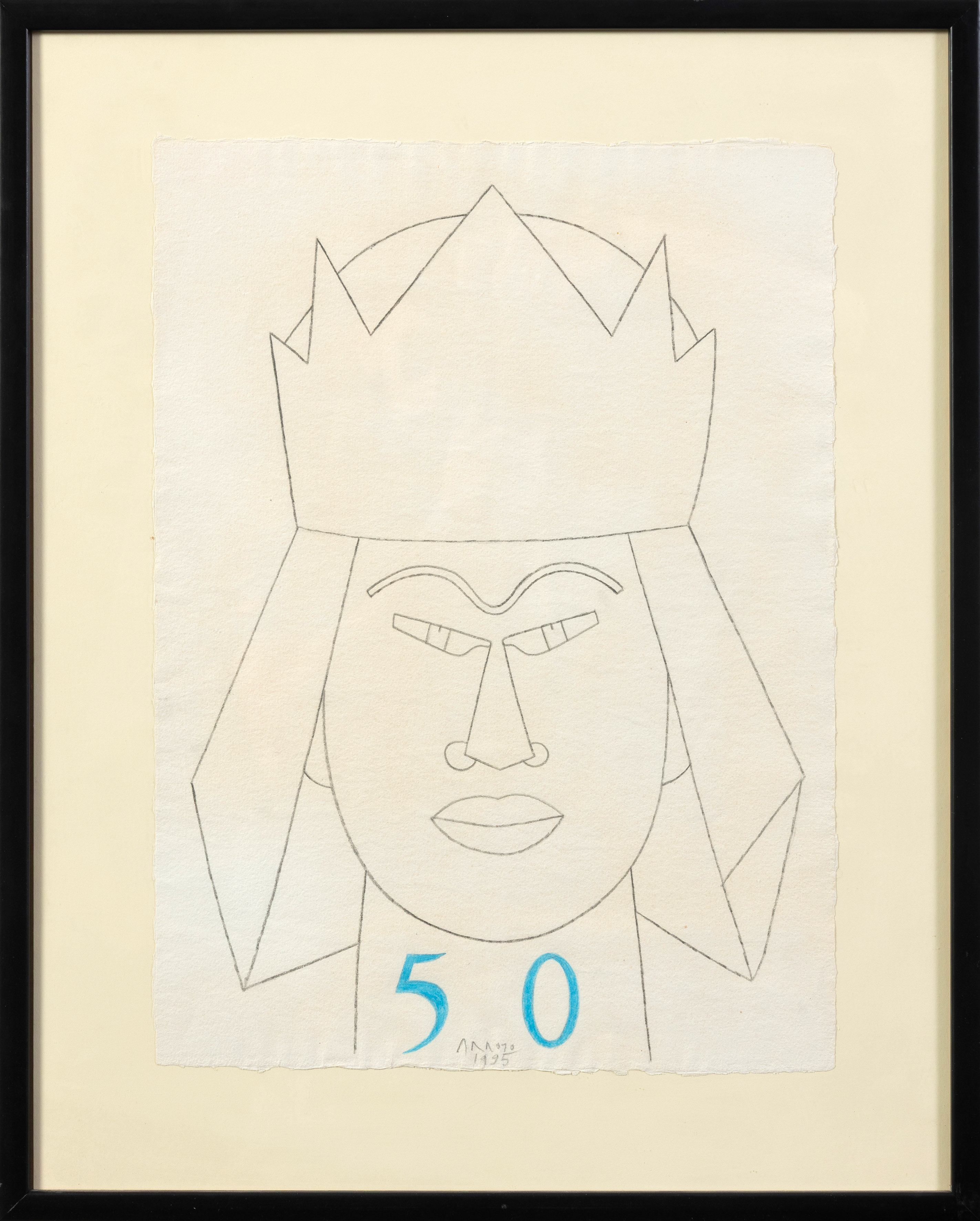 EDUARDO ARROYO (Madrid 1937 - 2018) 
"50". 1995 
Lápiz y lápices de colores sobre papel
Firmado y...