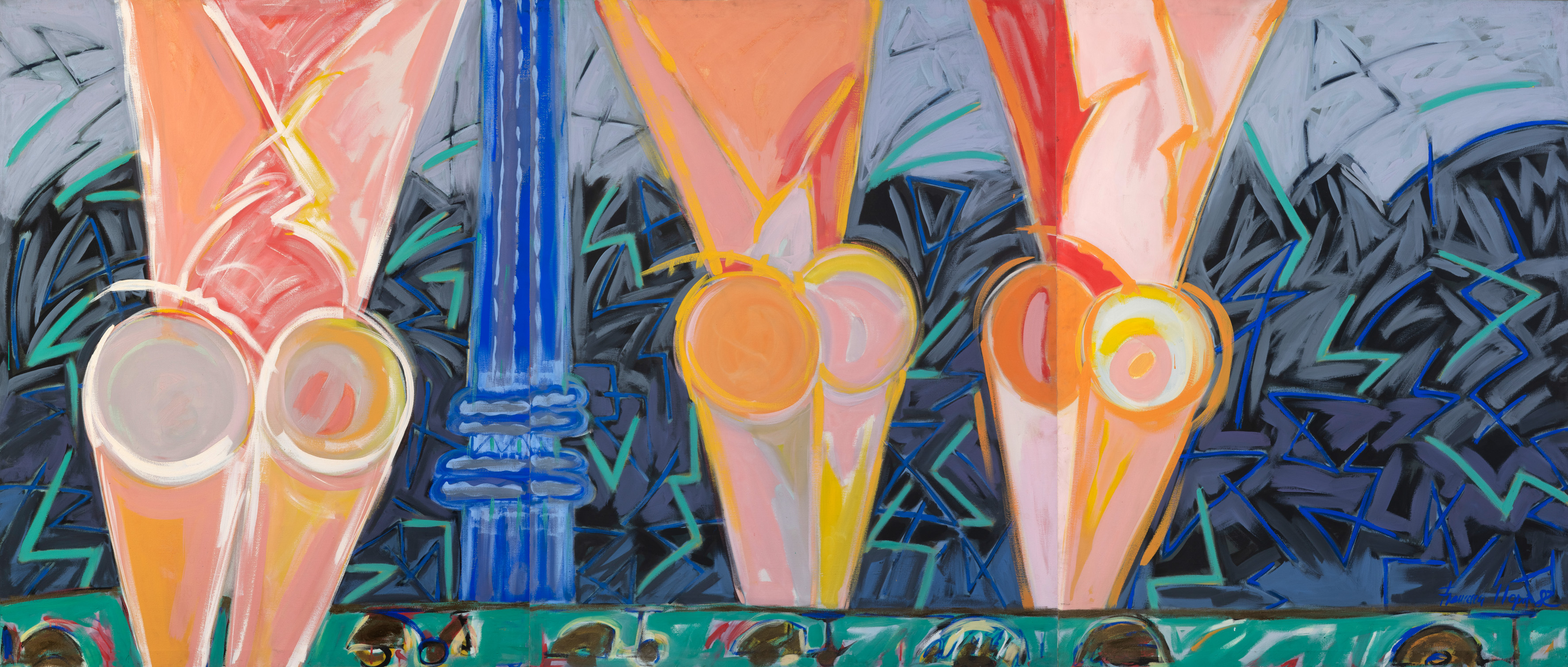 FRANCESCA LLOPIS (Barcelona 1958) 
"Sín título". 1982
Acrílico sobre lienzo (tríptico)
Firmado,...