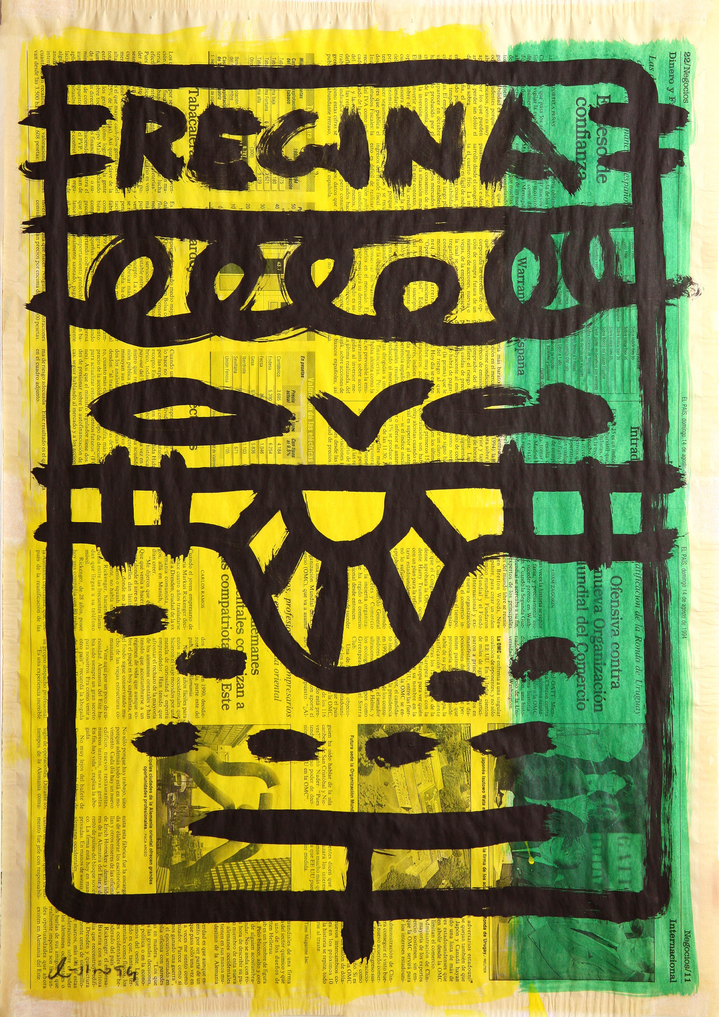 MANOLO QUEJIDO (Sevilla 1946)
"Regina II". 1994
Óleo sobre papel de periódico
Firmado y fechado...