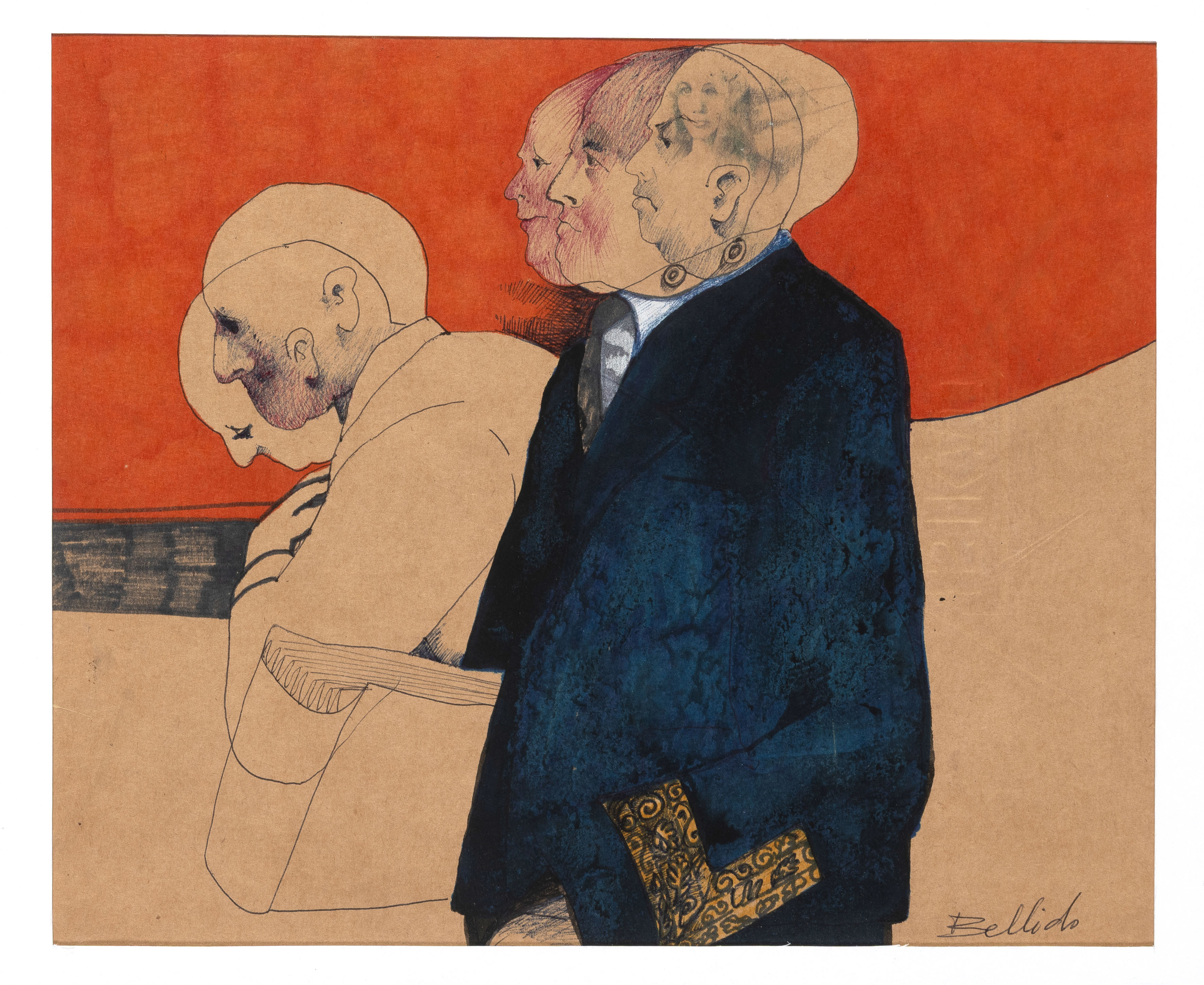 ÁNGEL BELLIDO (Alicante 1945)
"Figuras"
Pareja de dibujos a tinta y gouache sobre papel
Firmados