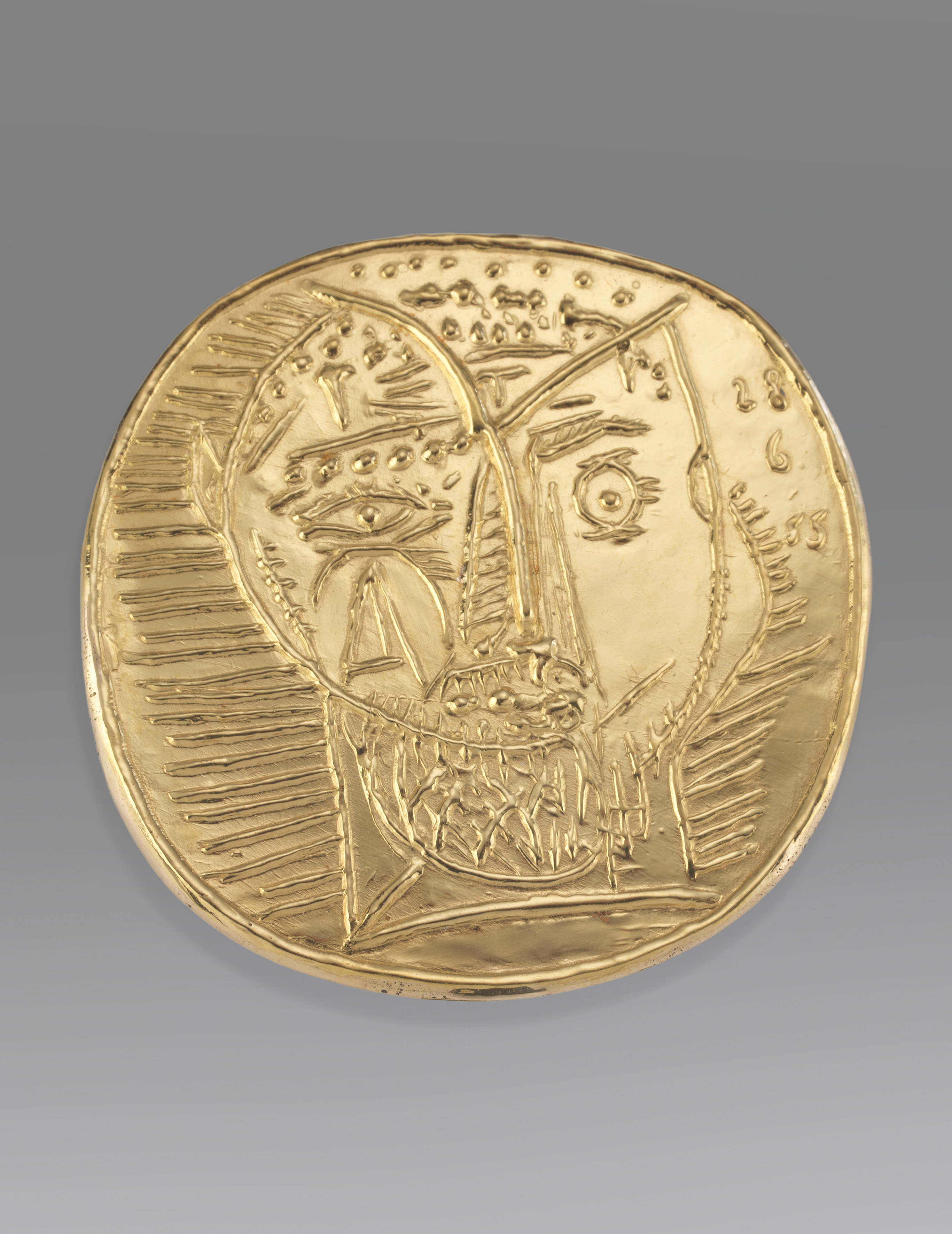 PABLO PICASSO (Málaga 1881-Mougins, Francia 1973)“Visage de Faune”. (1956)Medallón de oro...
