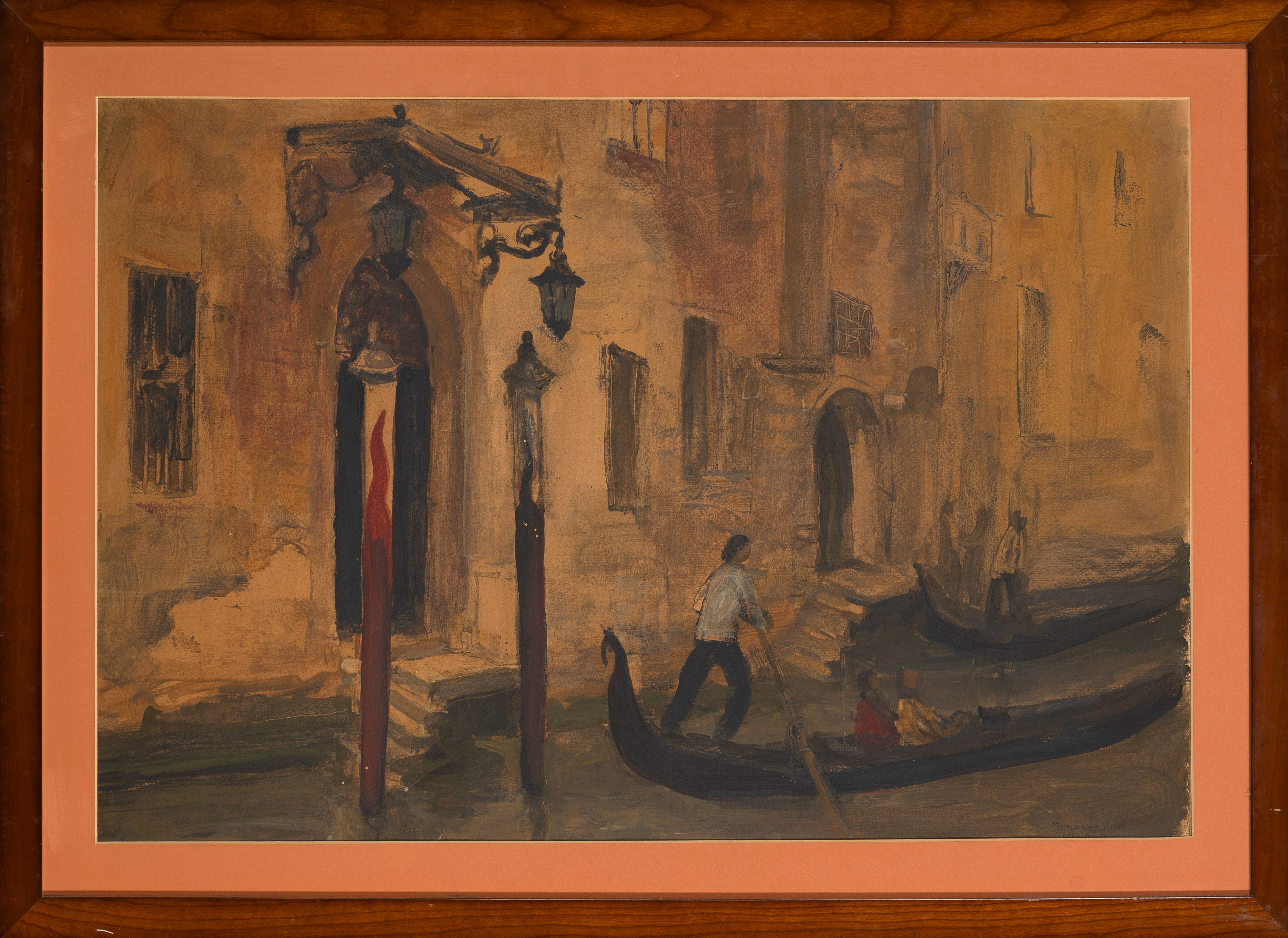 MANUEL MINGORANCE ACIÉN (Málaga 1920-Madrid 2014)
"Góndola por los canales de Venecia". 1956
Óleo...
