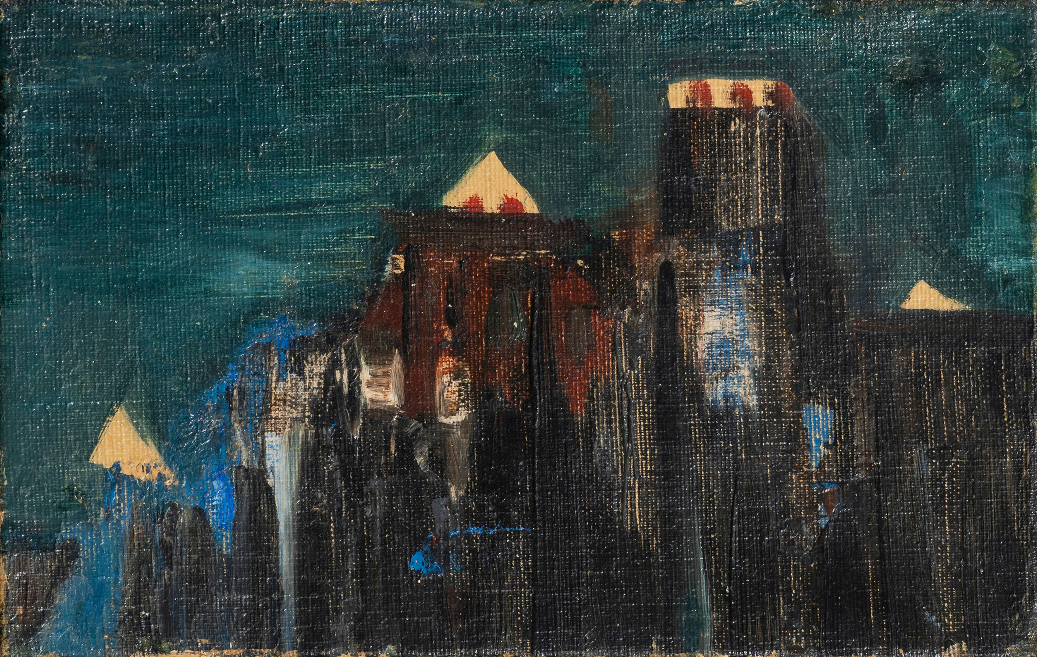 ÓSCAR DOMÍNGUEZ  (La Laguna, Tenerife, 1906 - París 1957).
“La ville, la nuite”.1954
Óleo sobre...