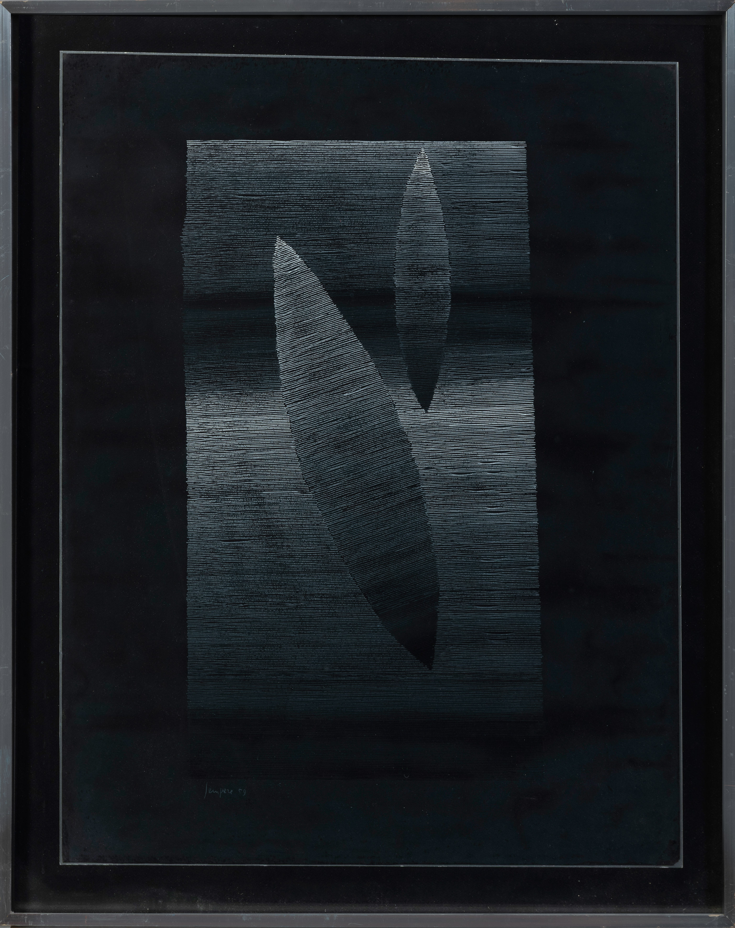 EUSEBIO SEMPERE (Onil 1923-1985)
"Sin título"
Gouache sobre papel de color negro
Firmado