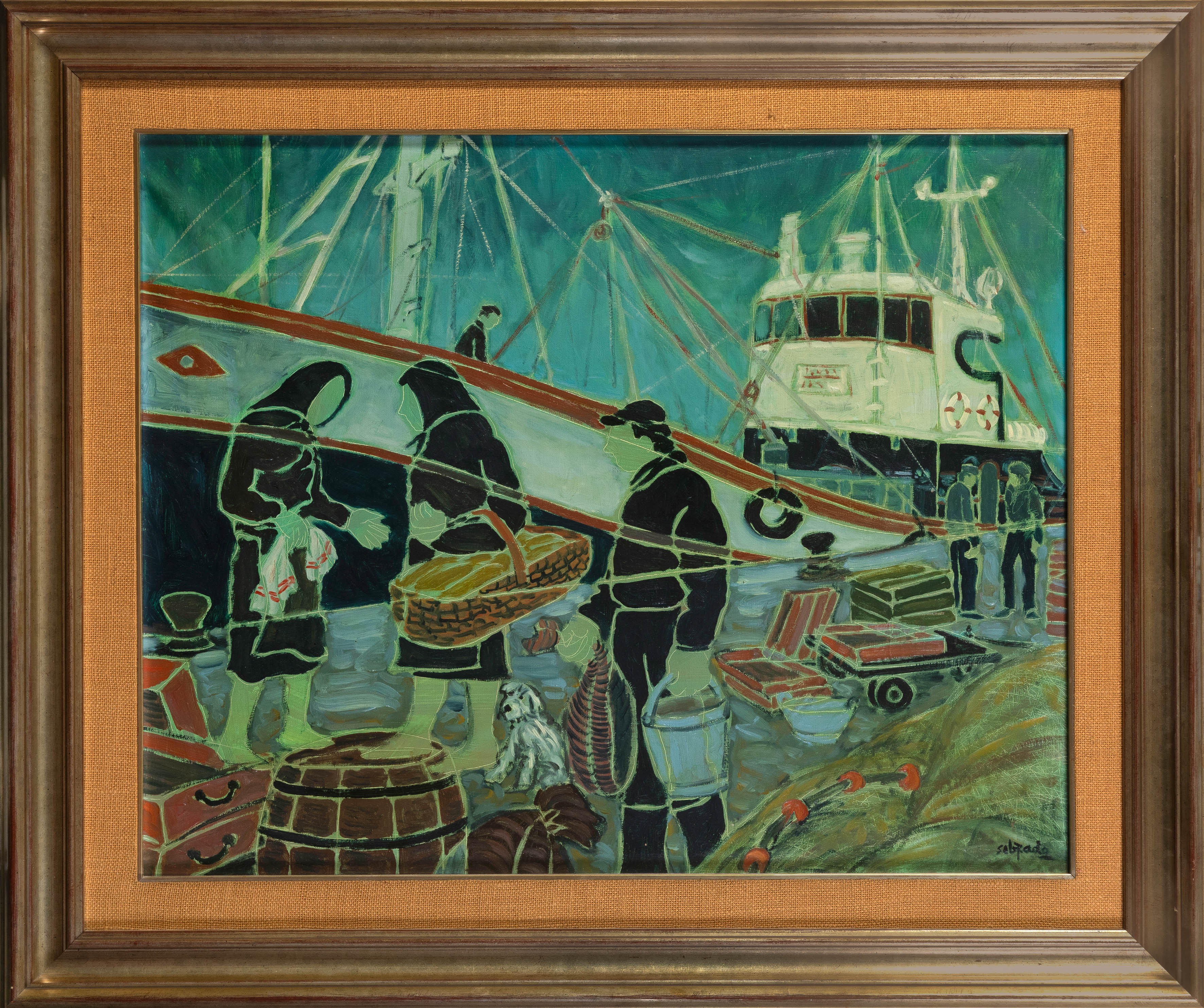 PEDRO SOBRADO (Torrelavega 1936)
"Pescaderas en el puerto"
Óleo sobre lienzo
Firmado
Medidas: 65,5...