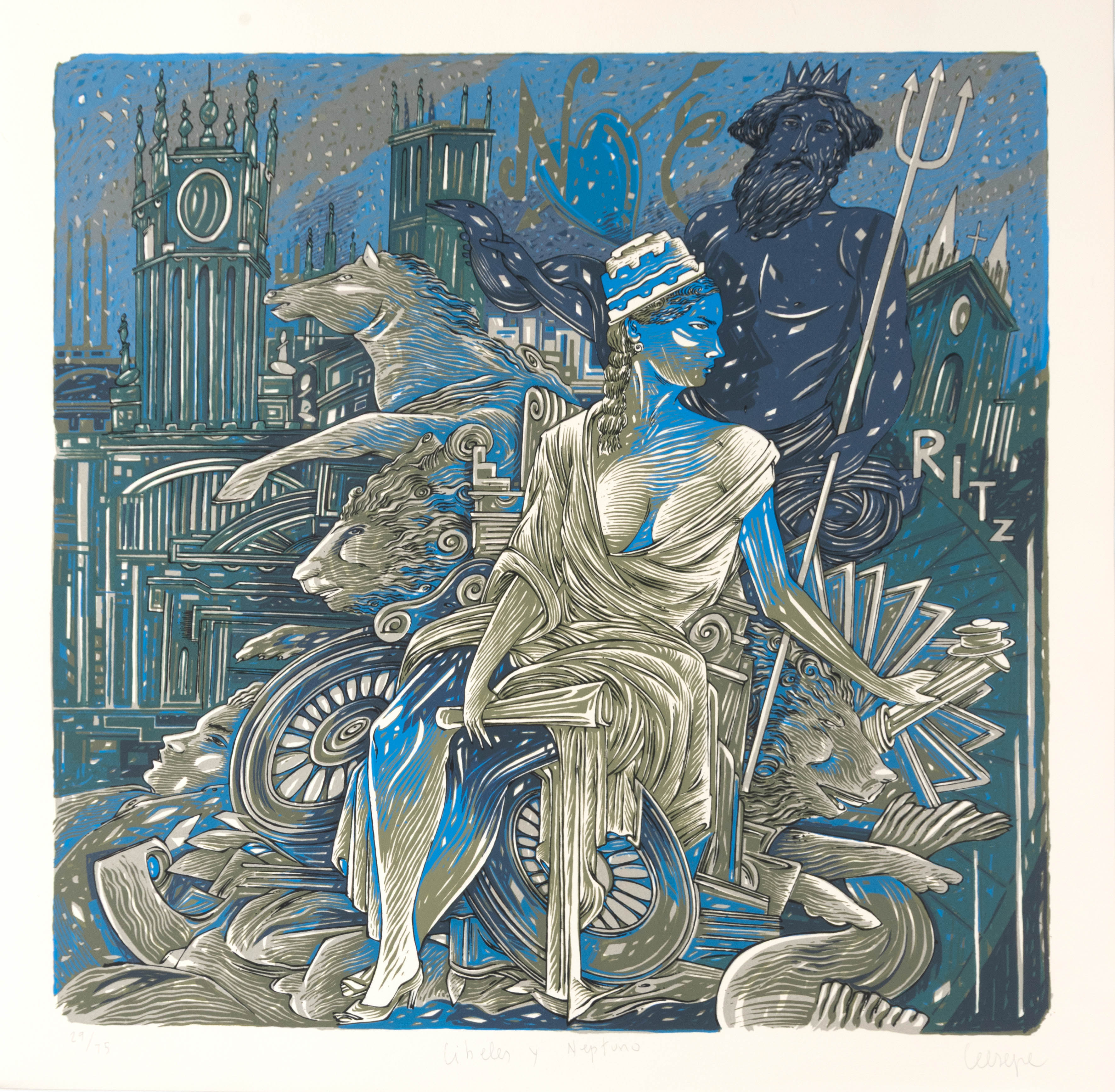 CEESEPE (Madrid 1958-2018)
"Cibeles y Neptuno". 1991
Serigrafía sobre papel
Firmado y tiutlado a...