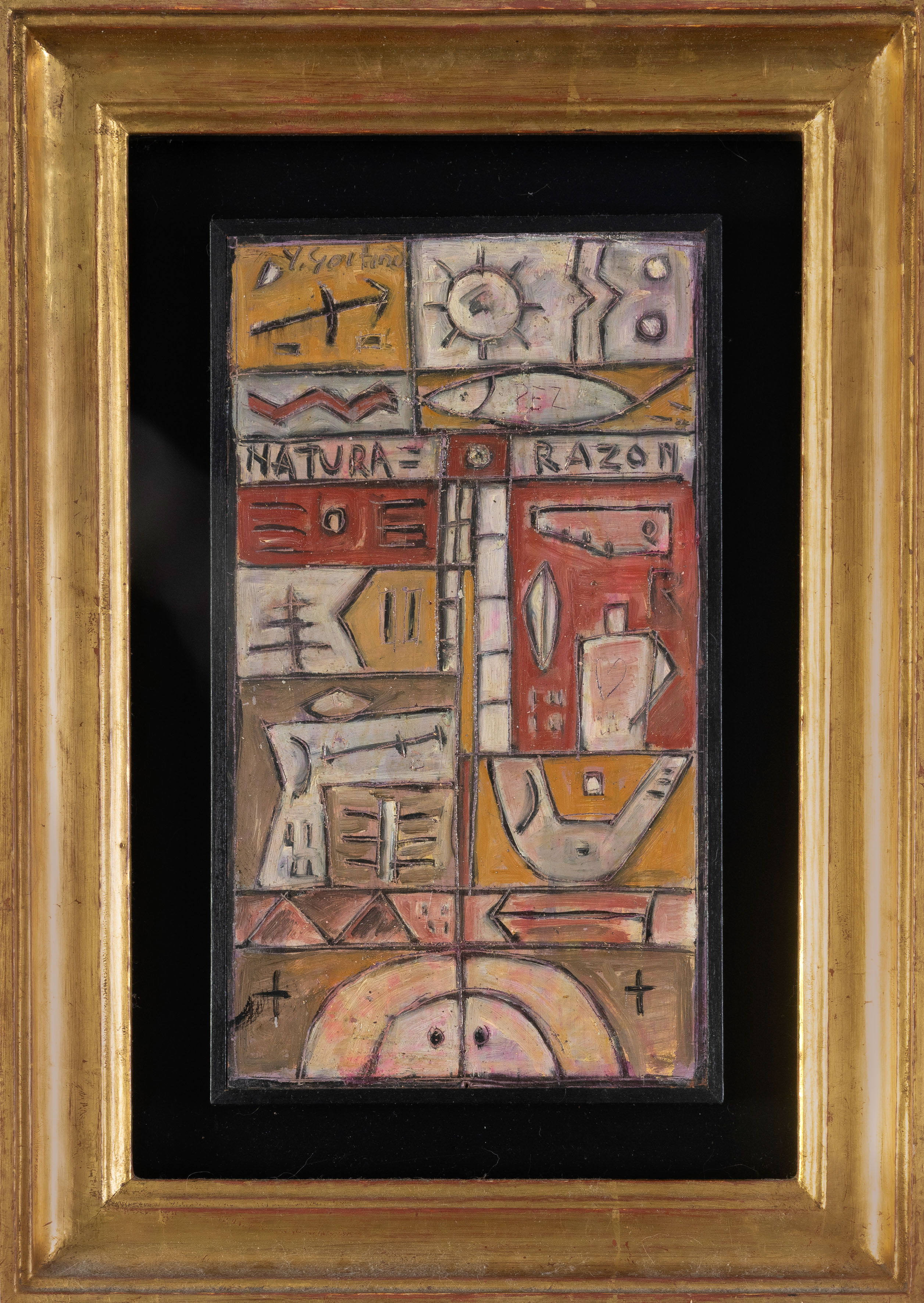 HÉCTOR YUYO GOITIÑO (Durazno, Uruguay 1935-2016)
"Natura : Razón". c. 1955
Óleo sobre tabla
Firmado...