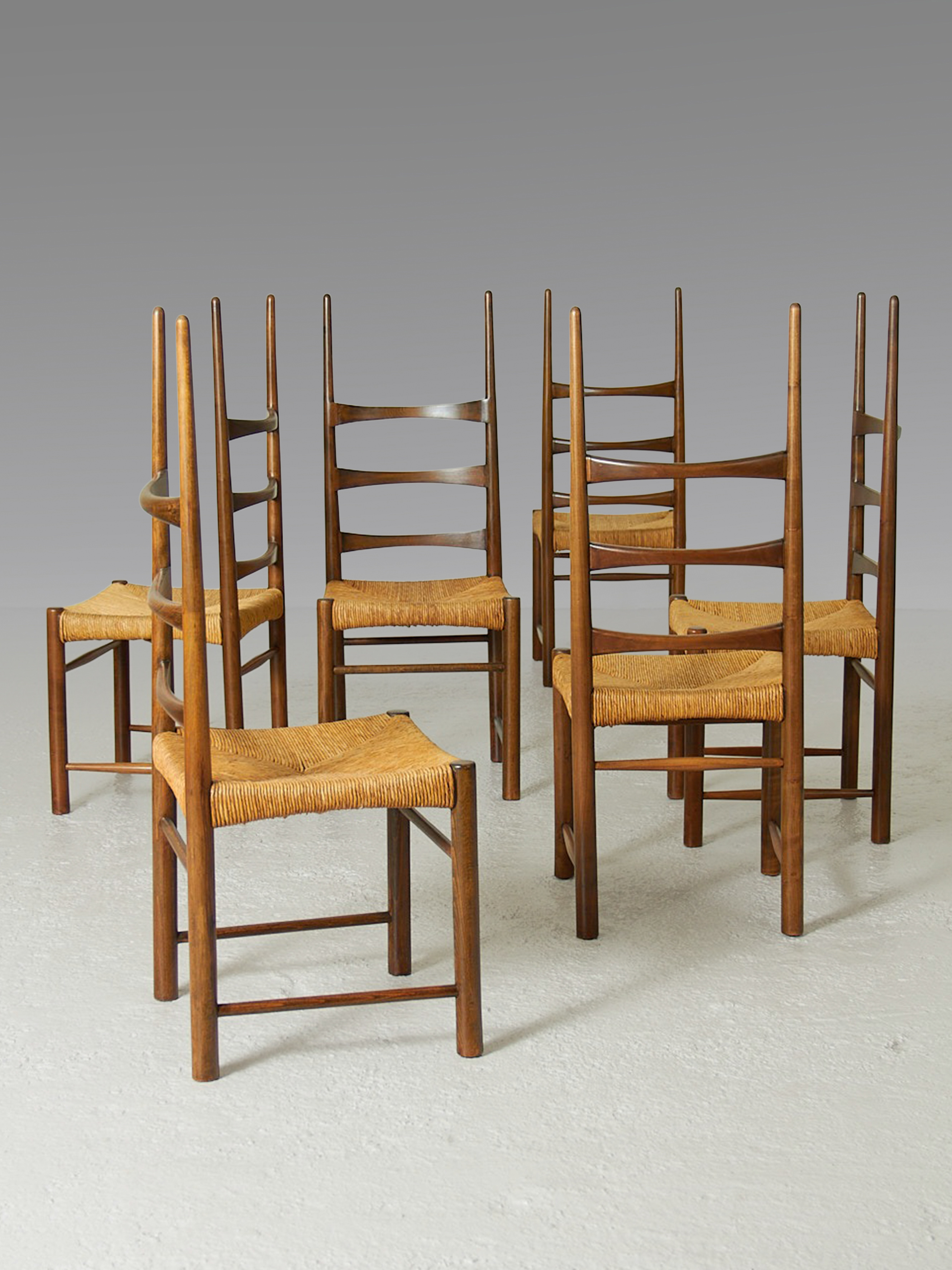 JORDI VILANOVA I BOSCH (Barcelona 1925 – 1995)
“Sillas Billar”, 1961
Conjunto de seis sillas de...