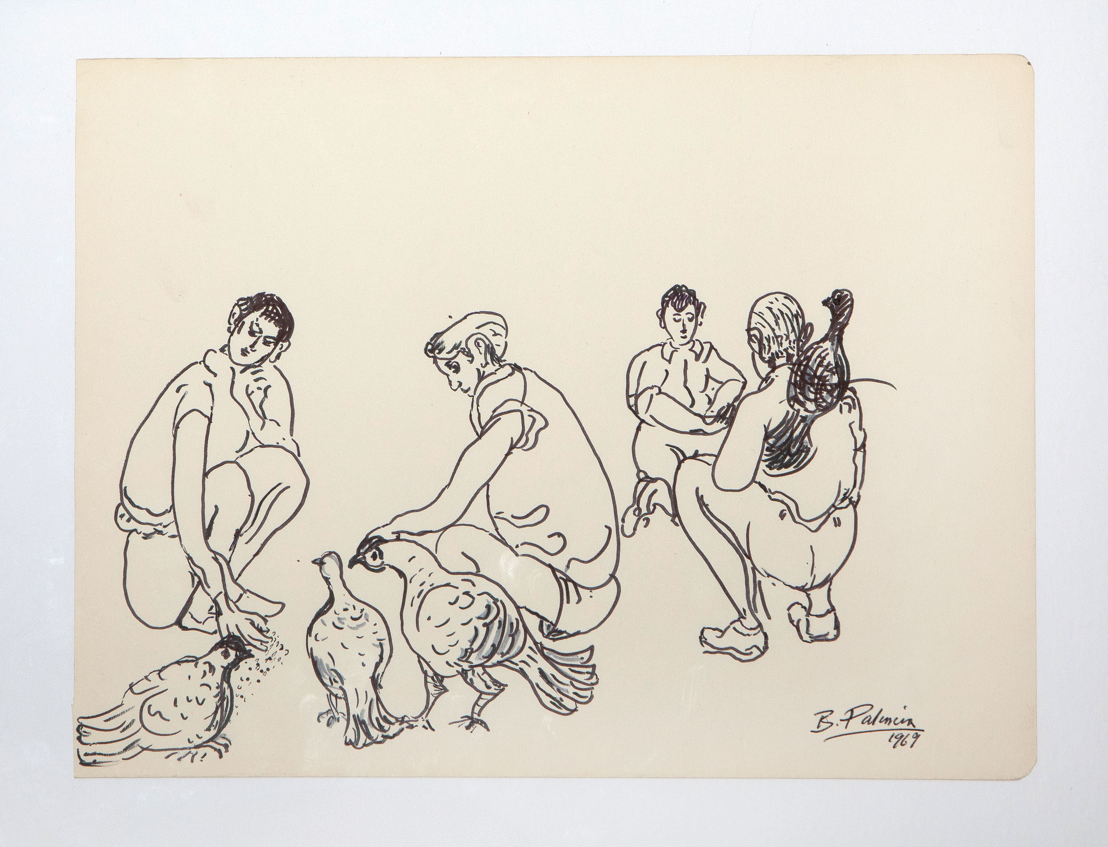 BENJAMÍN PALENCIA (Barrax 1894-Madrid 1980)
"Rambla de Barcelona". 1969
Tinta sobre papel
Firmado y...