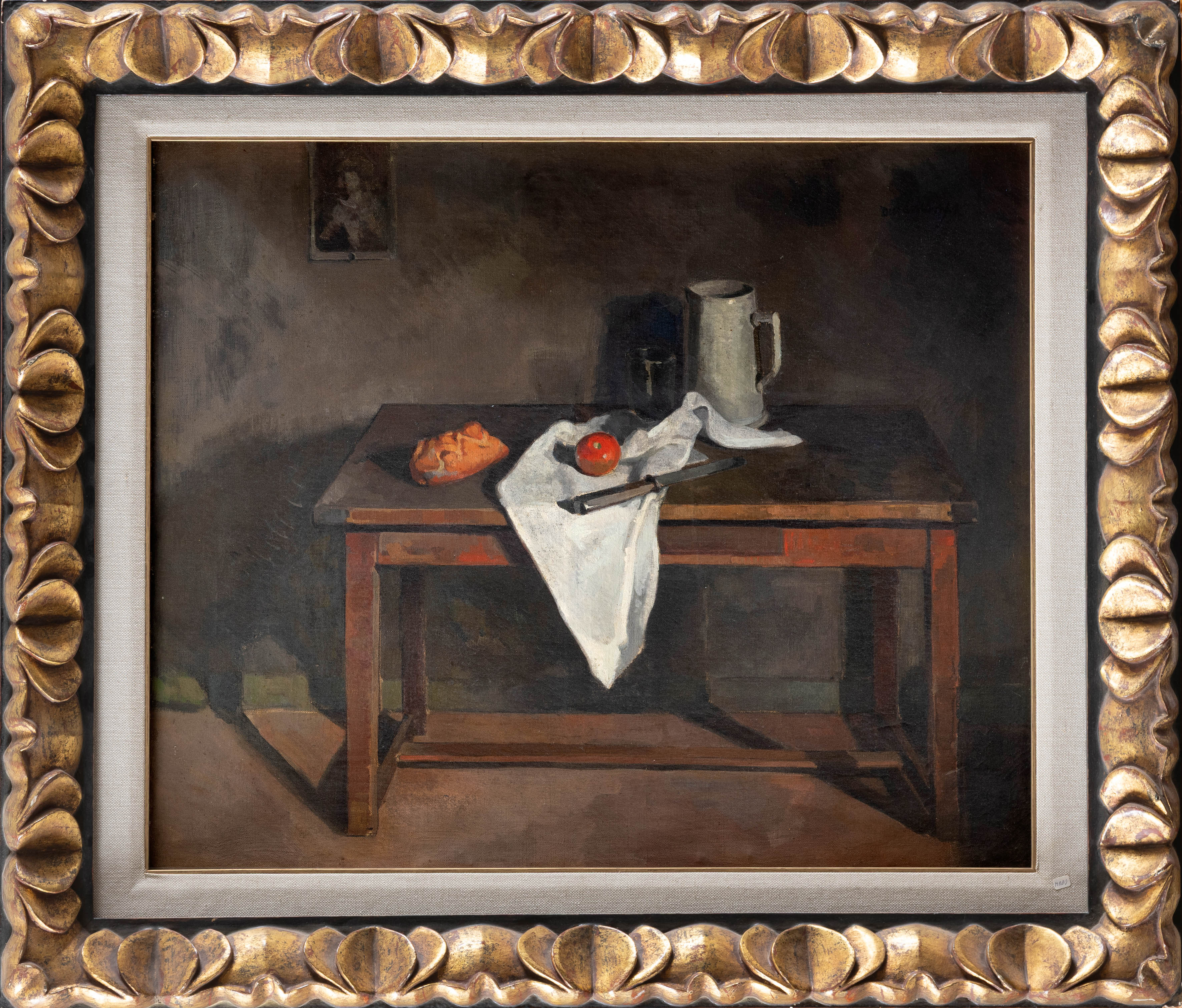 RAFAEL DURANCAMPS (Sabadell,1891-Barcelona, 1979)
Bodegón de cocina
Óleo sobre lienzo,
Medidas: 54...