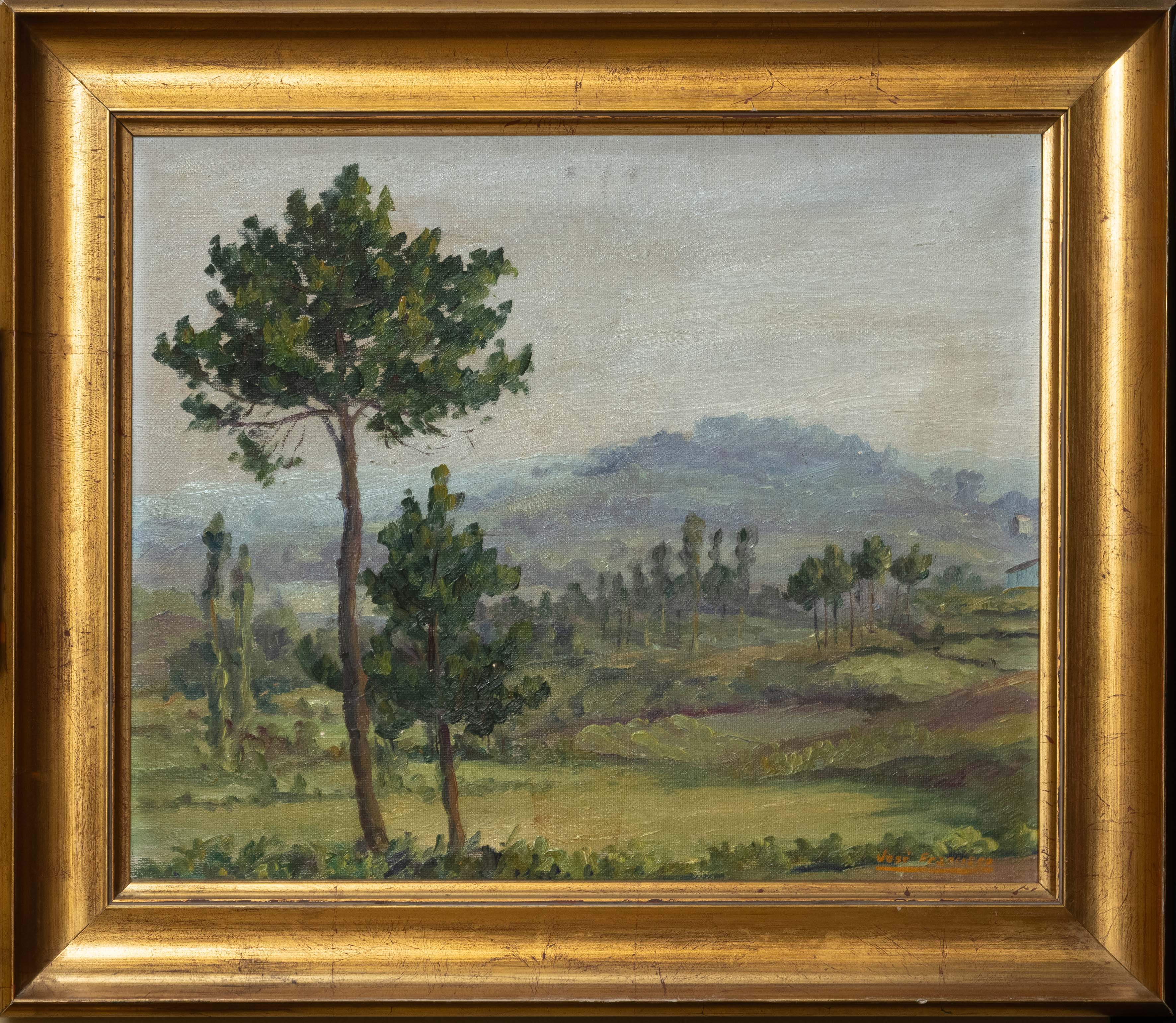 JOSÉ FRANCISCO PÉREZ MARTÍNEZ (La Coruña, 1907-1985) "Paisaje con árboles"