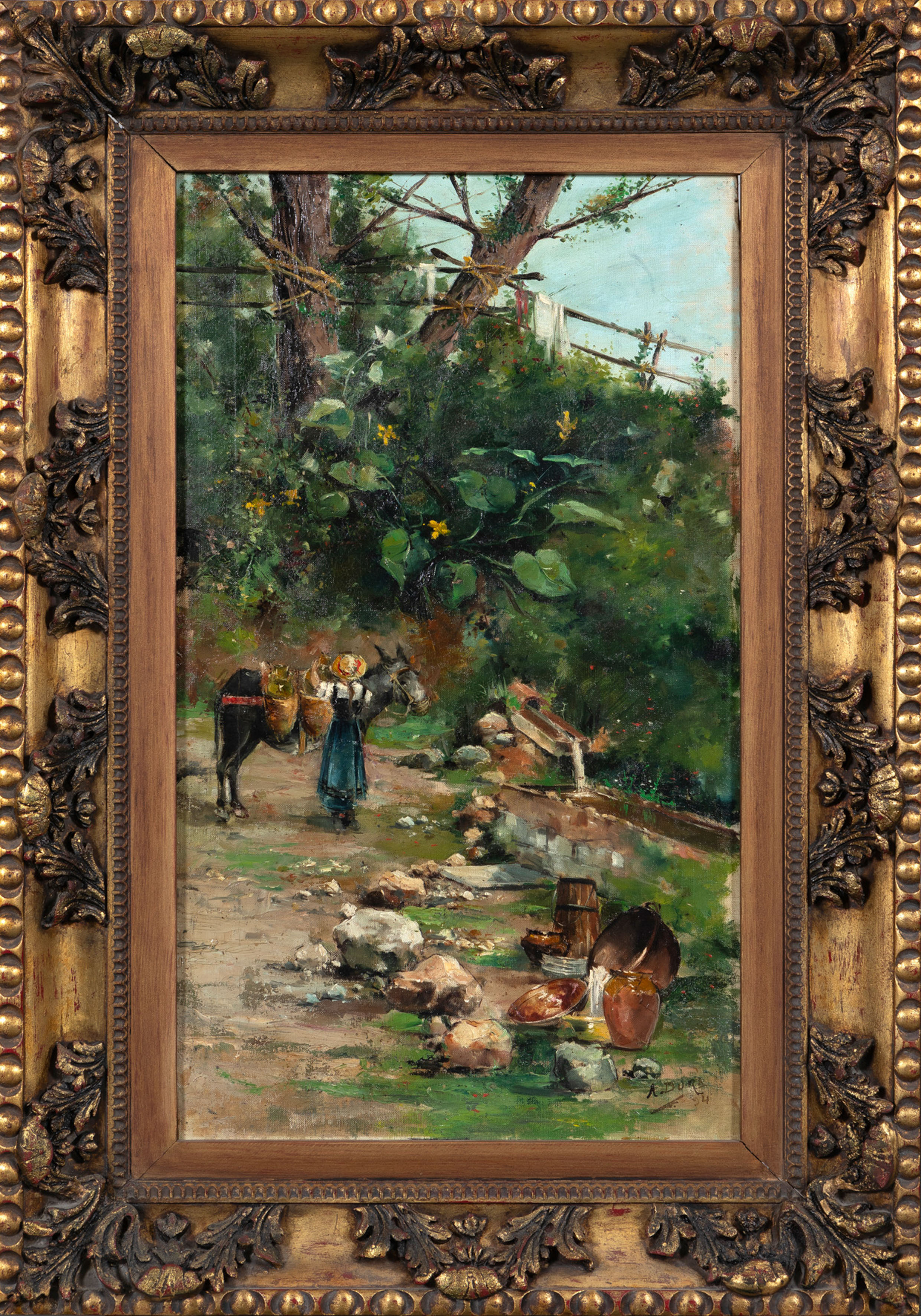 ADOLFO DURÁ ABAD (Alcoy, Alicante 1875 - Madrid 1945)
“El arroyo”. 1934
Óleo sobre lienzo
Medidas:...