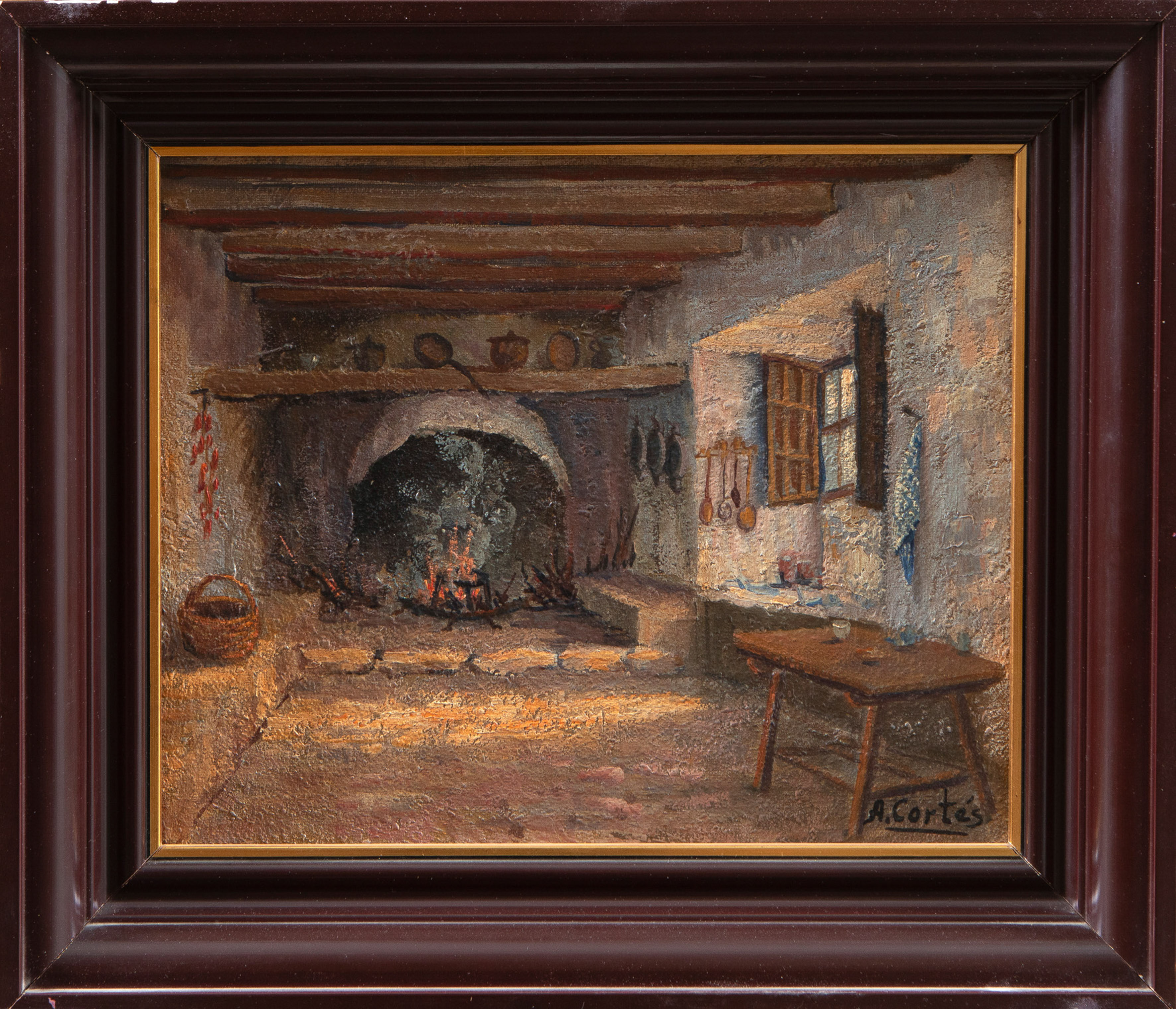 ANDRÉS CORTÉS (1810-1879)
“Cocina”
Óleo sobre lienzo.
Medidas: 27,5 x 33 cm.
Firmado: “A. Cortes”.