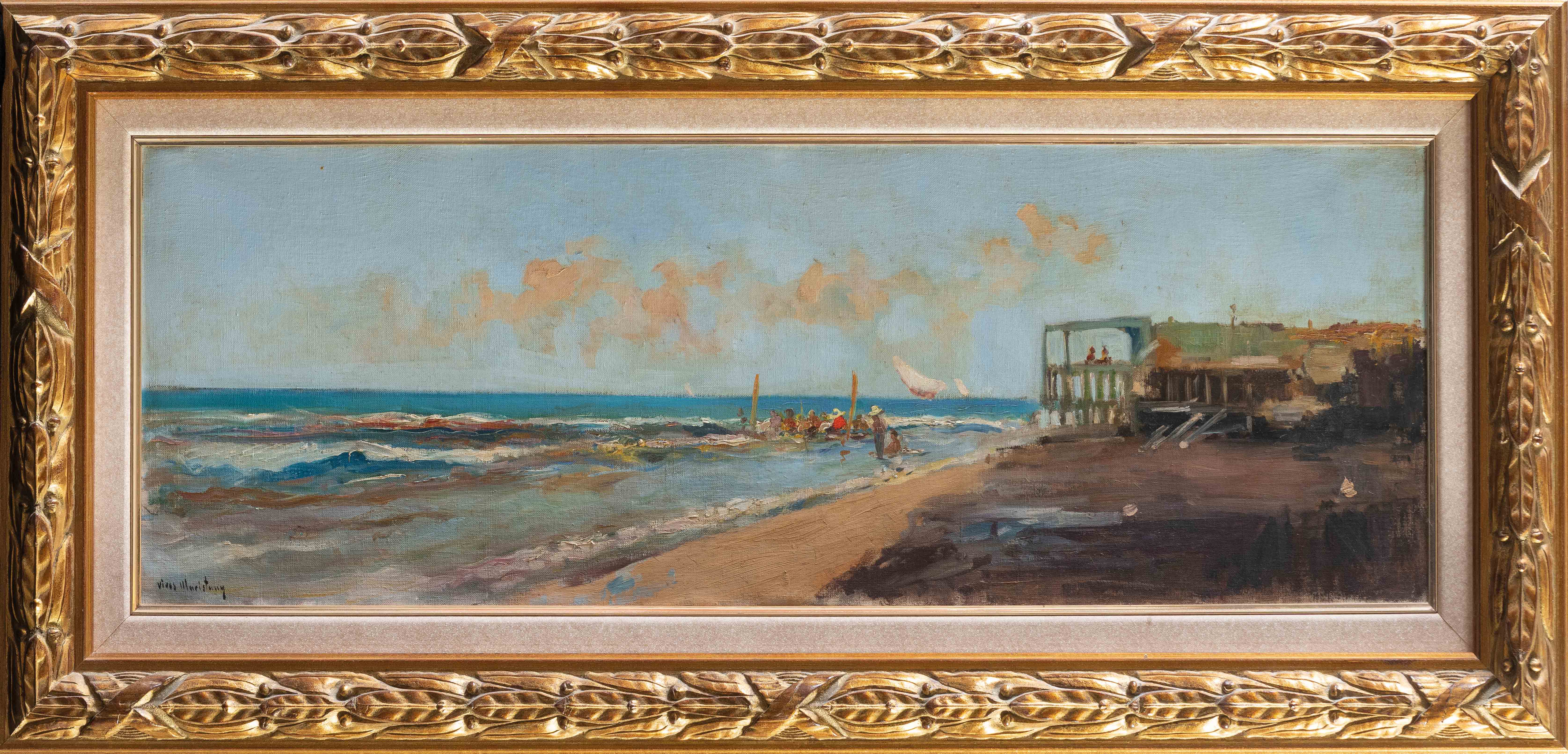 JOAN VIVES MARISTANY (Sant Feliu de Guíxols, 1901-Madrid, 1932)
"Playa"
Óleo sobre tabla.
Medidas:...