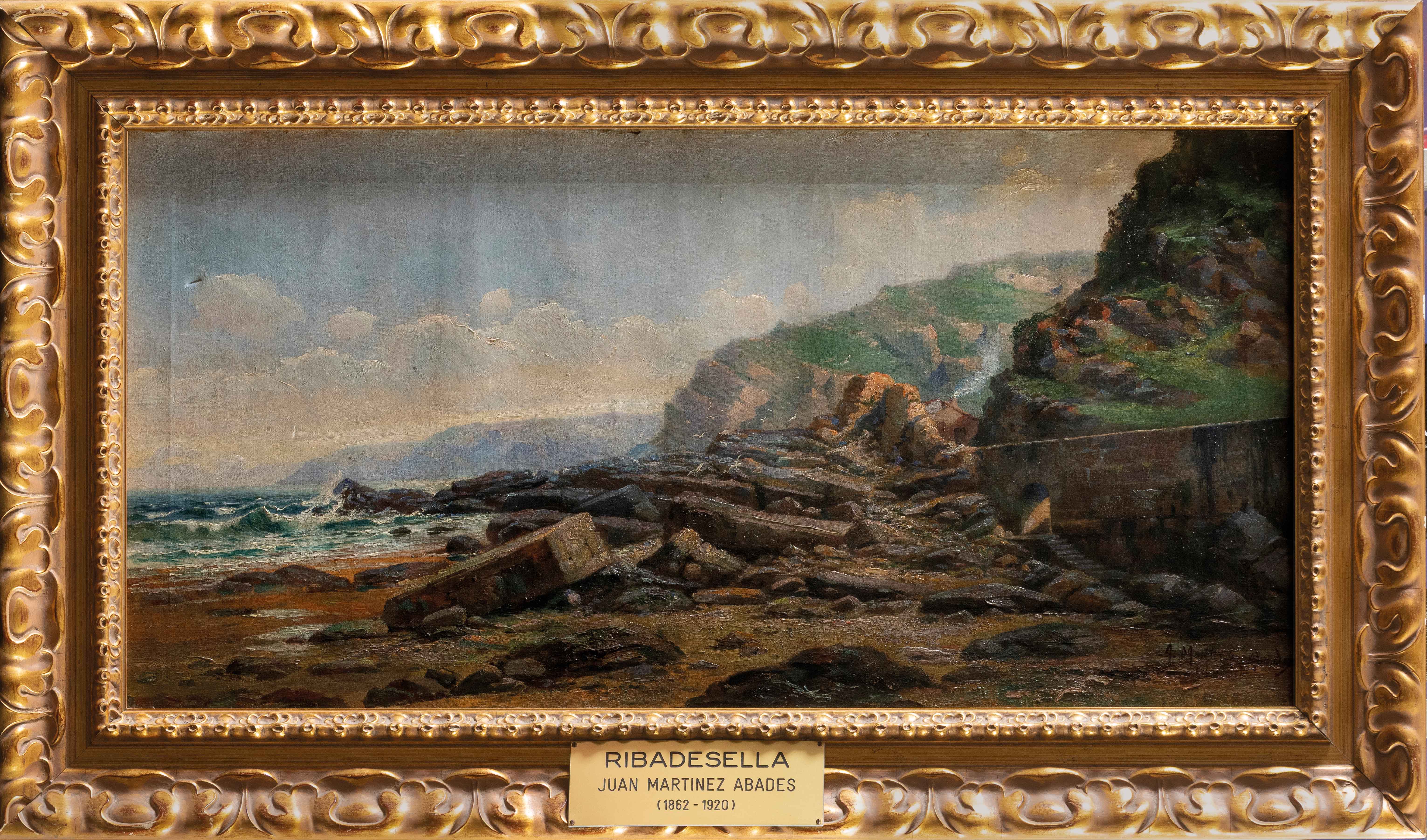 JUAN MARTÍNEZ ABADES (Gijón, 1862-Madrid, 1920)
"Ribadesella"
Óleo sobre lienzo.
Medidas: 50 x 100...