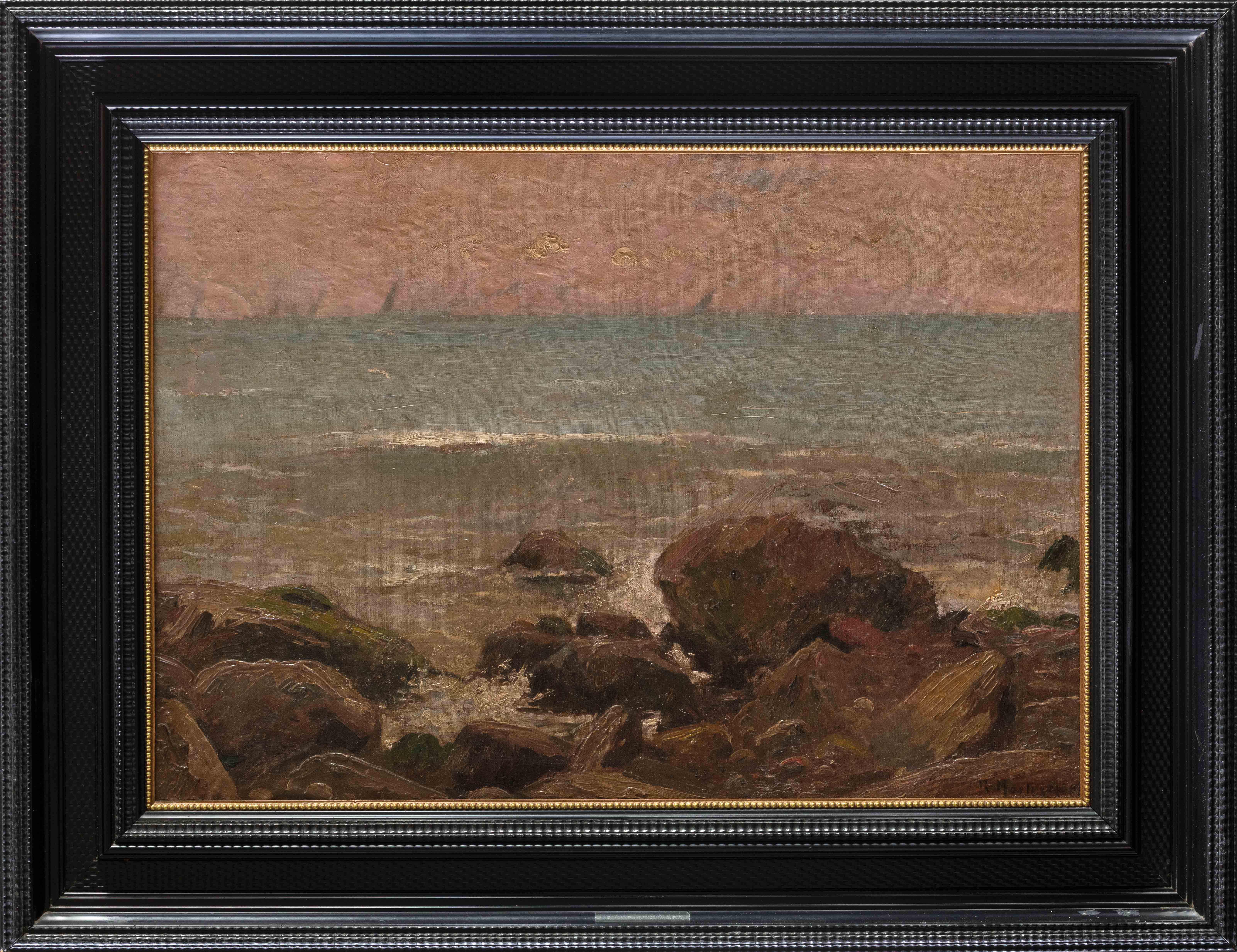 RAMÓN MARTÍ ALSINA (Barcelona, 1826-1894)
"Veleros al amanecer"
Óleo sobre lienzo.
Medidas: 48 x 60...