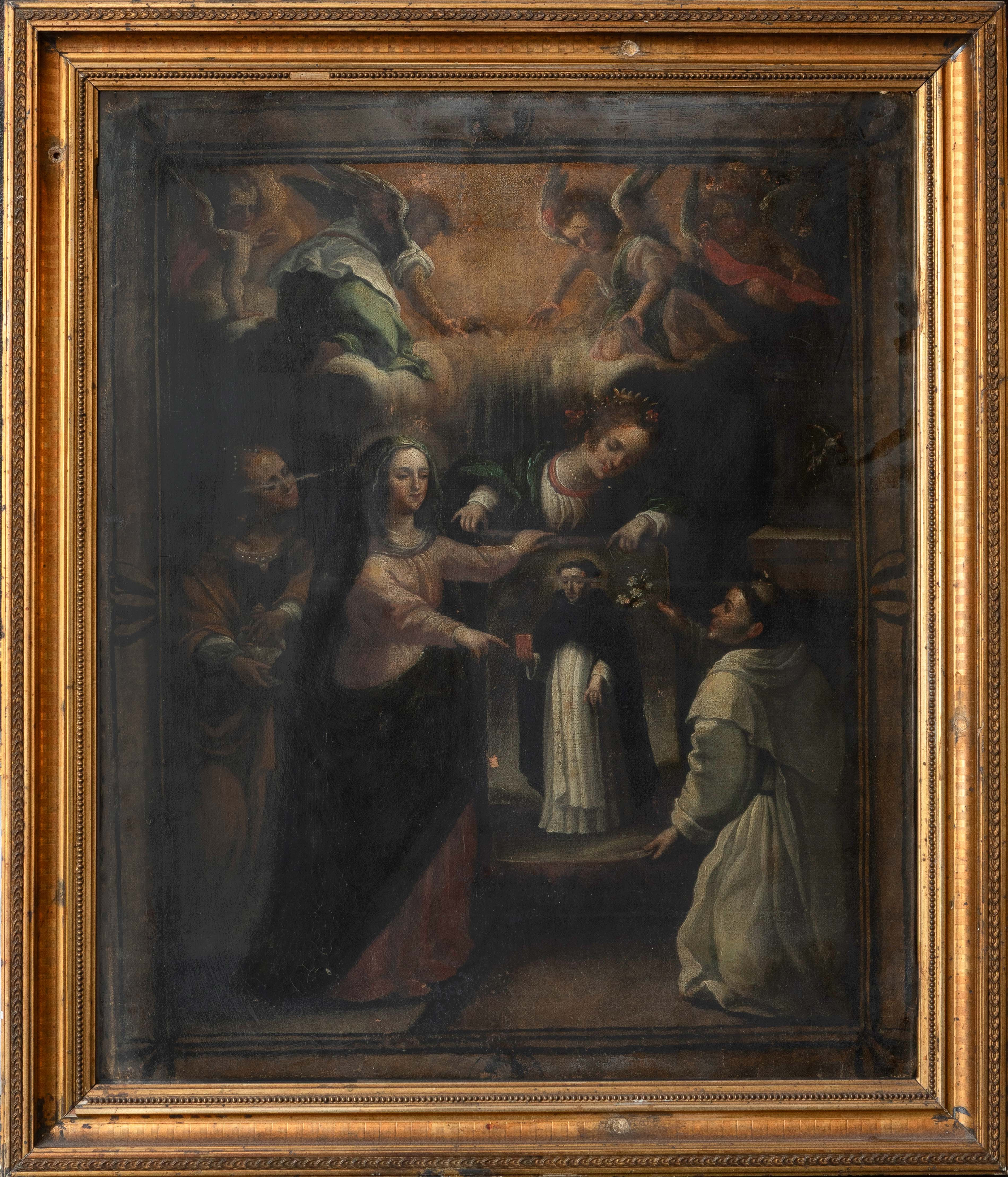 ESCUELA ESPAÑOLA, S. XVII
"Aparición de la Virgen a Santo Domingo en Soriano"
Óleo sobre...