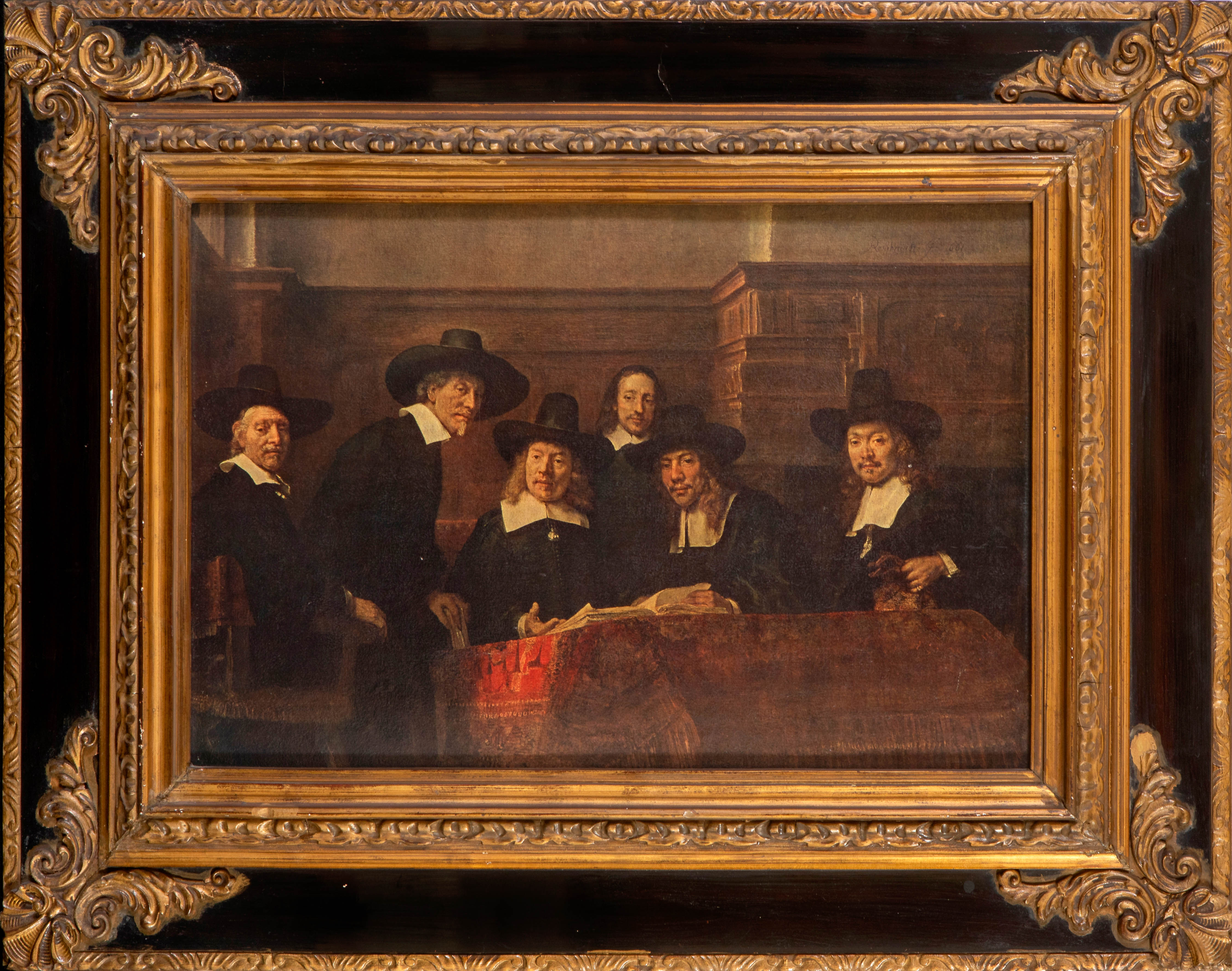 SEGÚN REMBRANDT
“Los síndicos de los pañeros”
Óleo sobre lienzo.
Medidas: 46 x 29 cm.
Copia del...