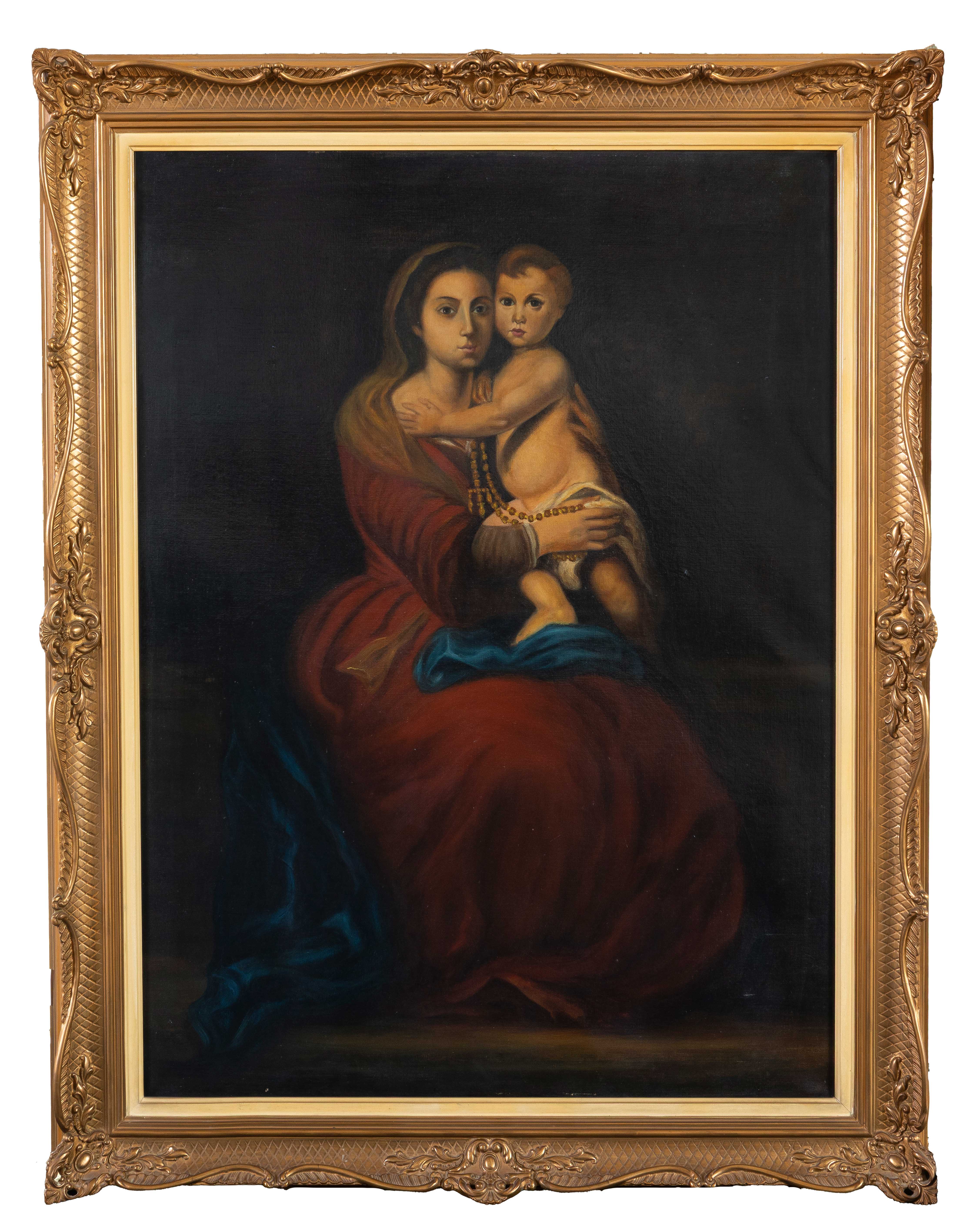 SEGÚN BARTOLOMÉ ESTEBAN MURILLO
"Virgen del Rosario"
Óleo sobre lienzo
Medidas: 96 x 72 cm.
Copia...