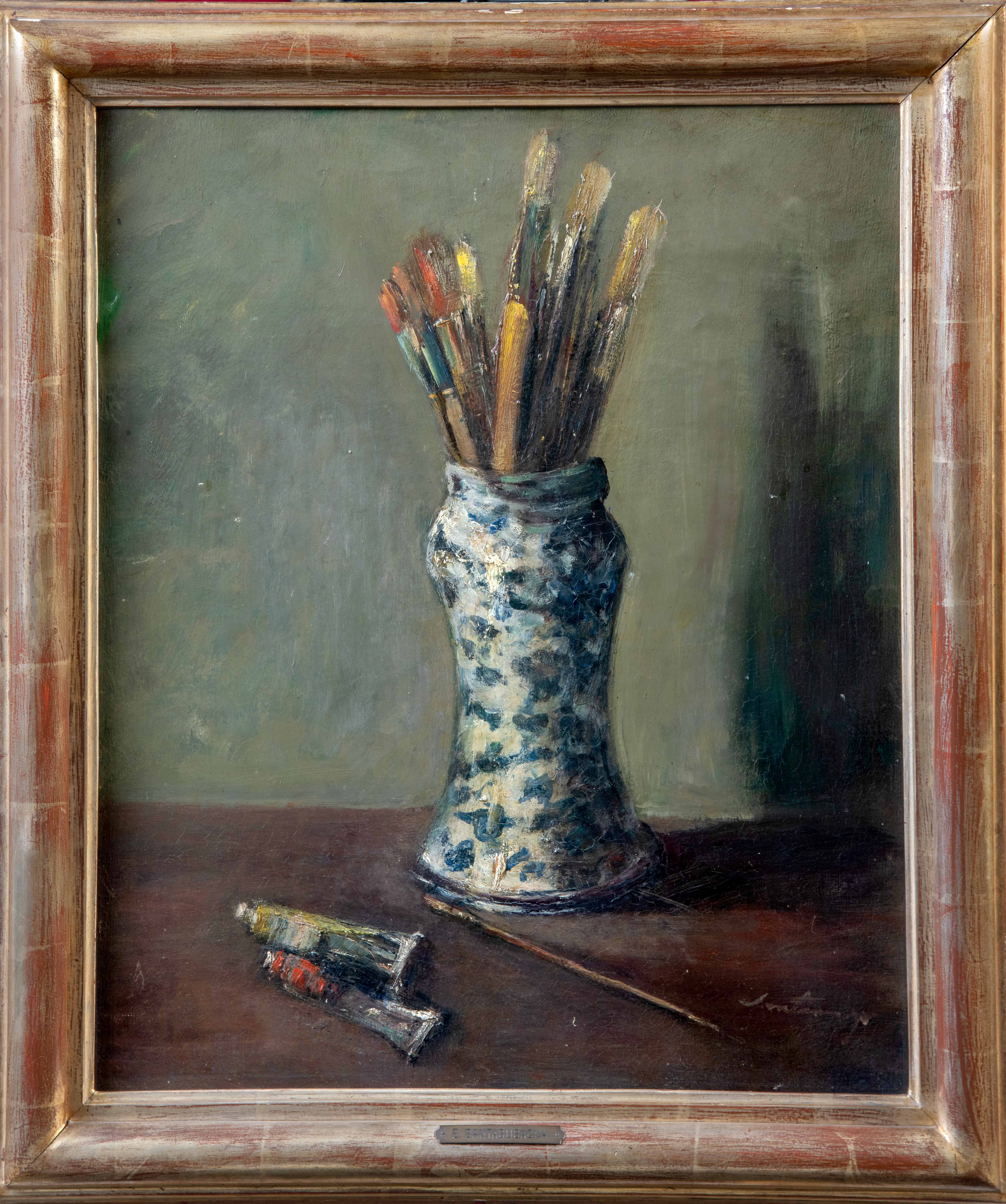 ERNEST SANTASUSAGNA (Barcelona, 1900-1964)
"Pinceles"
Óleo sobre lienzo.
Medidas: 60 x 50...